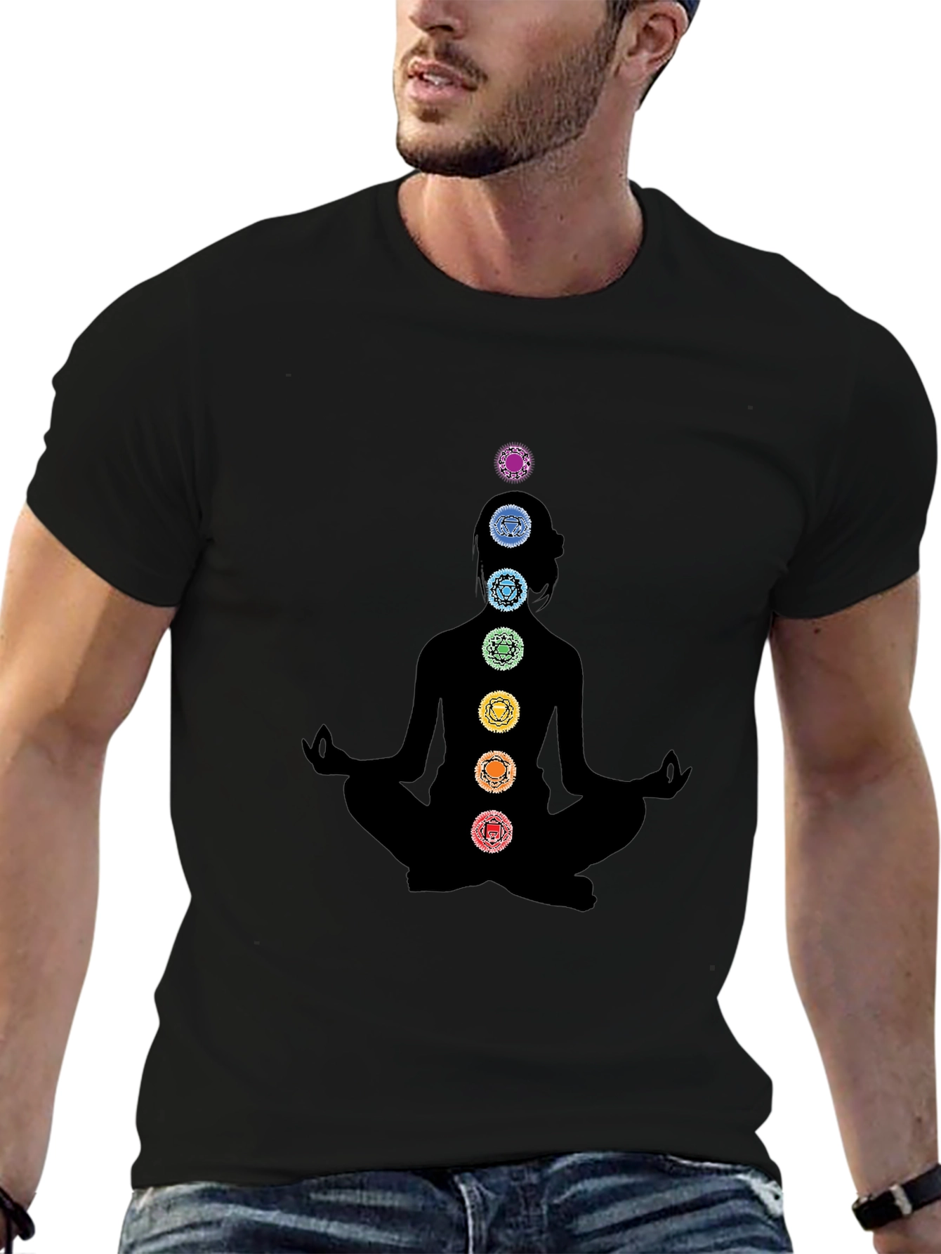 Camiseta Negra Yoga Chakras