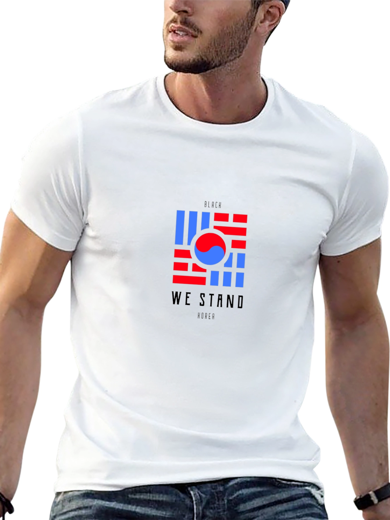 Camiseta Negra Diseño Bandera Coreana