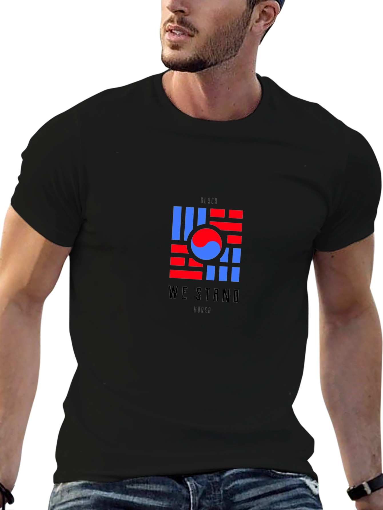 Camiseta Negra Diseño Bandera Coreana