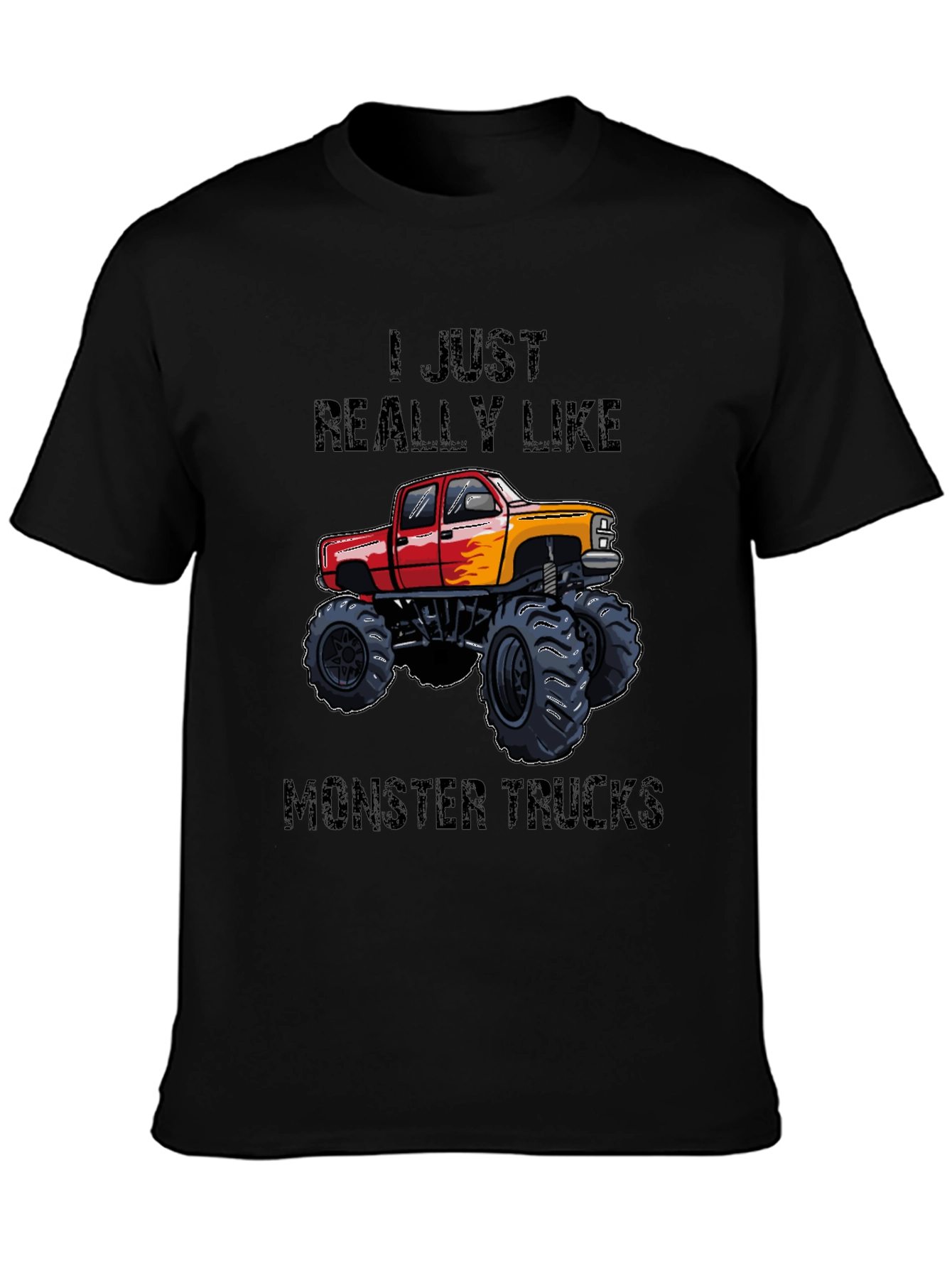Camiseta Negra: ¡Me encantan los Monster Trucks!