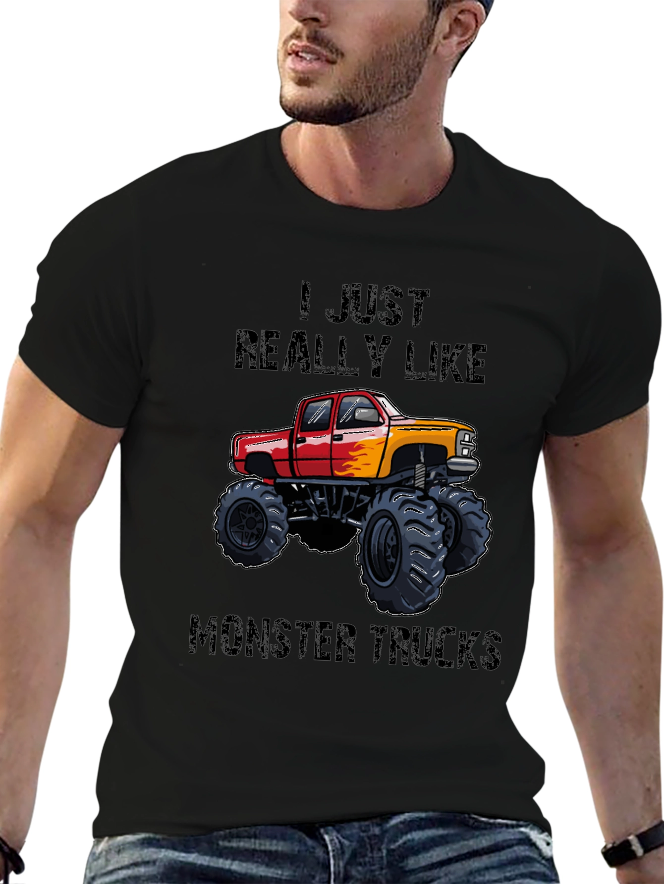Camiseta Negra: ¡Me encantan los Monster Trucks!