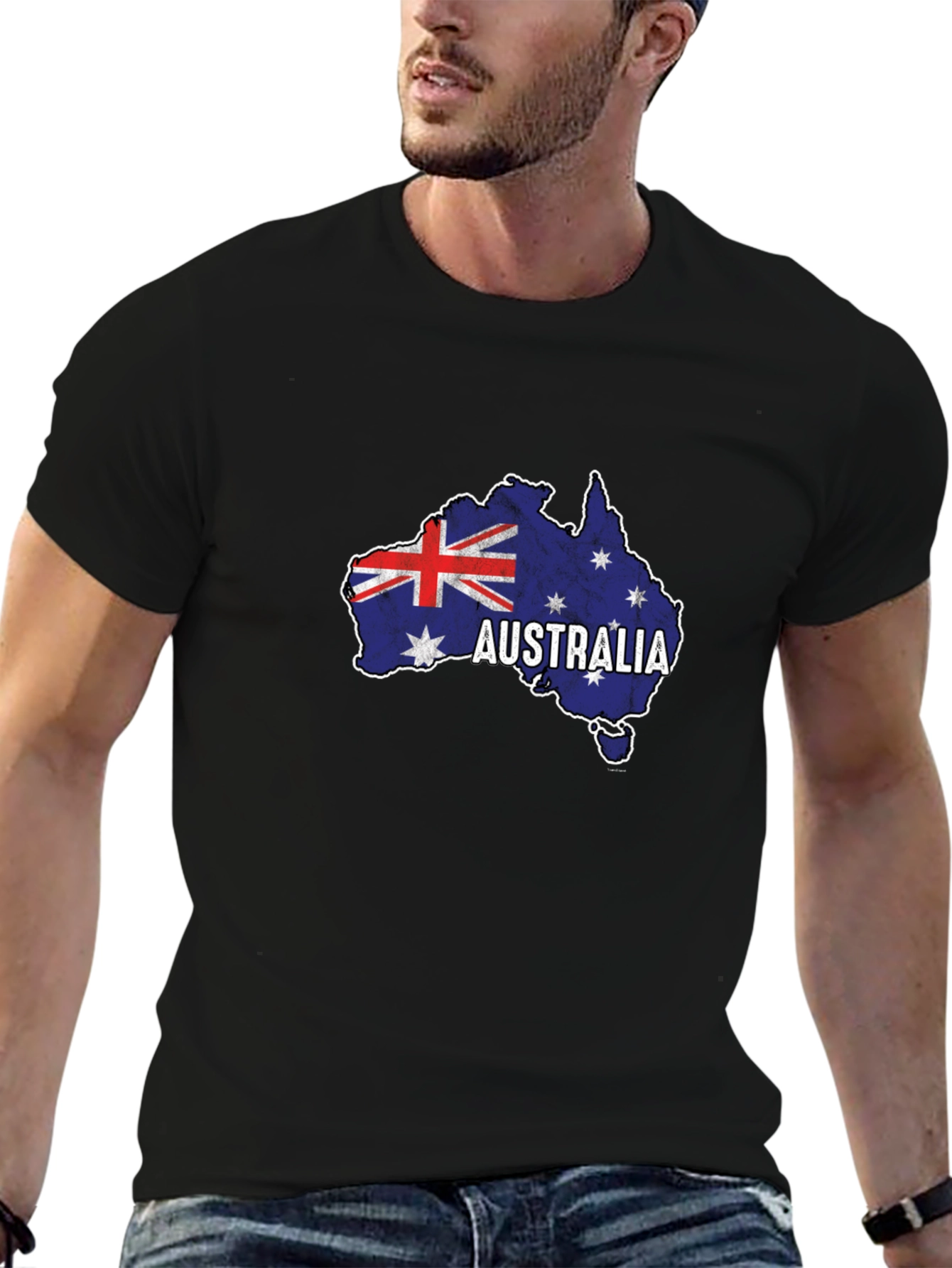 Camiseta Negra Australia Mapa Bandera