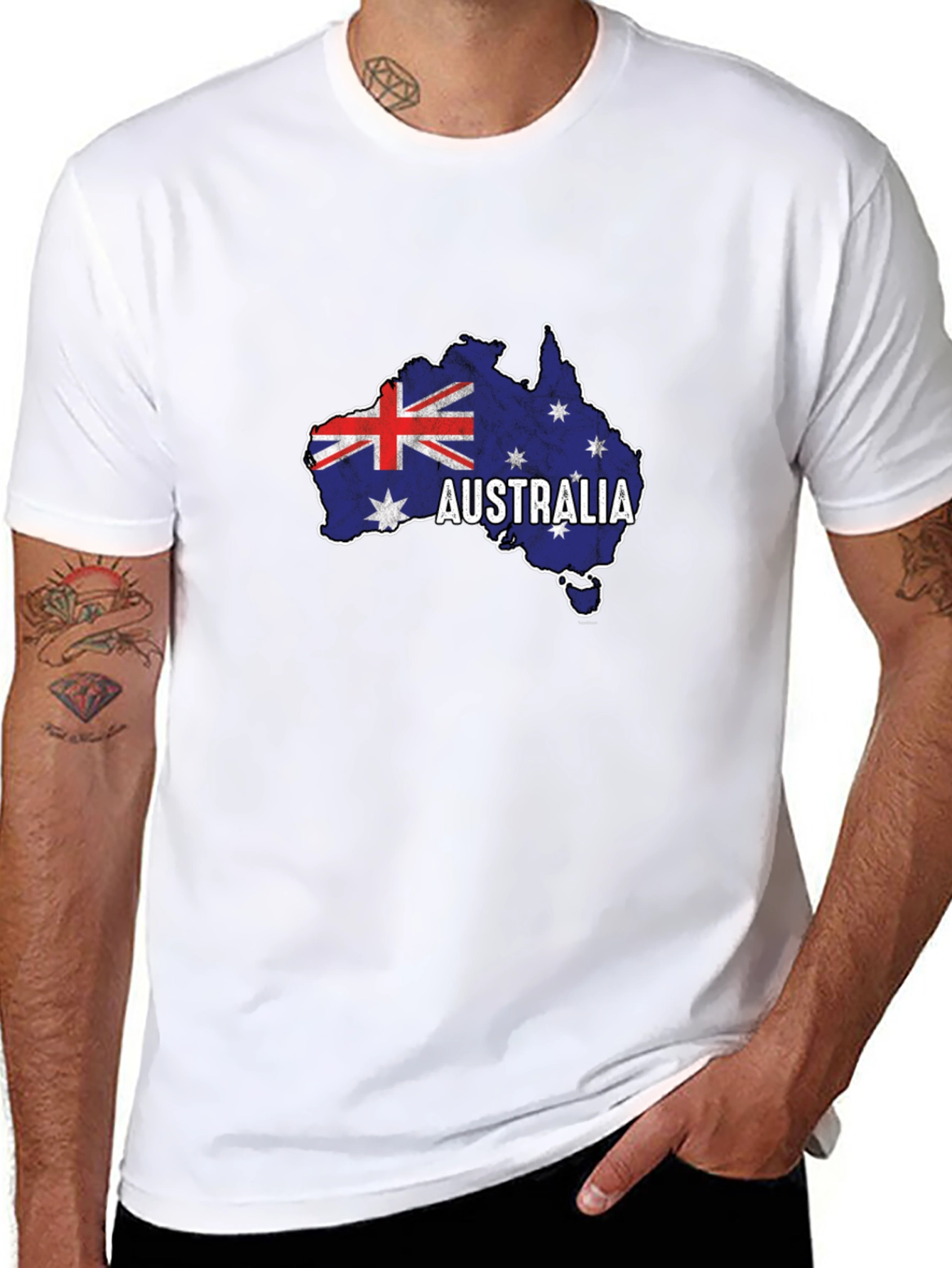 Camiseta Negra Australia Mapa Bandera