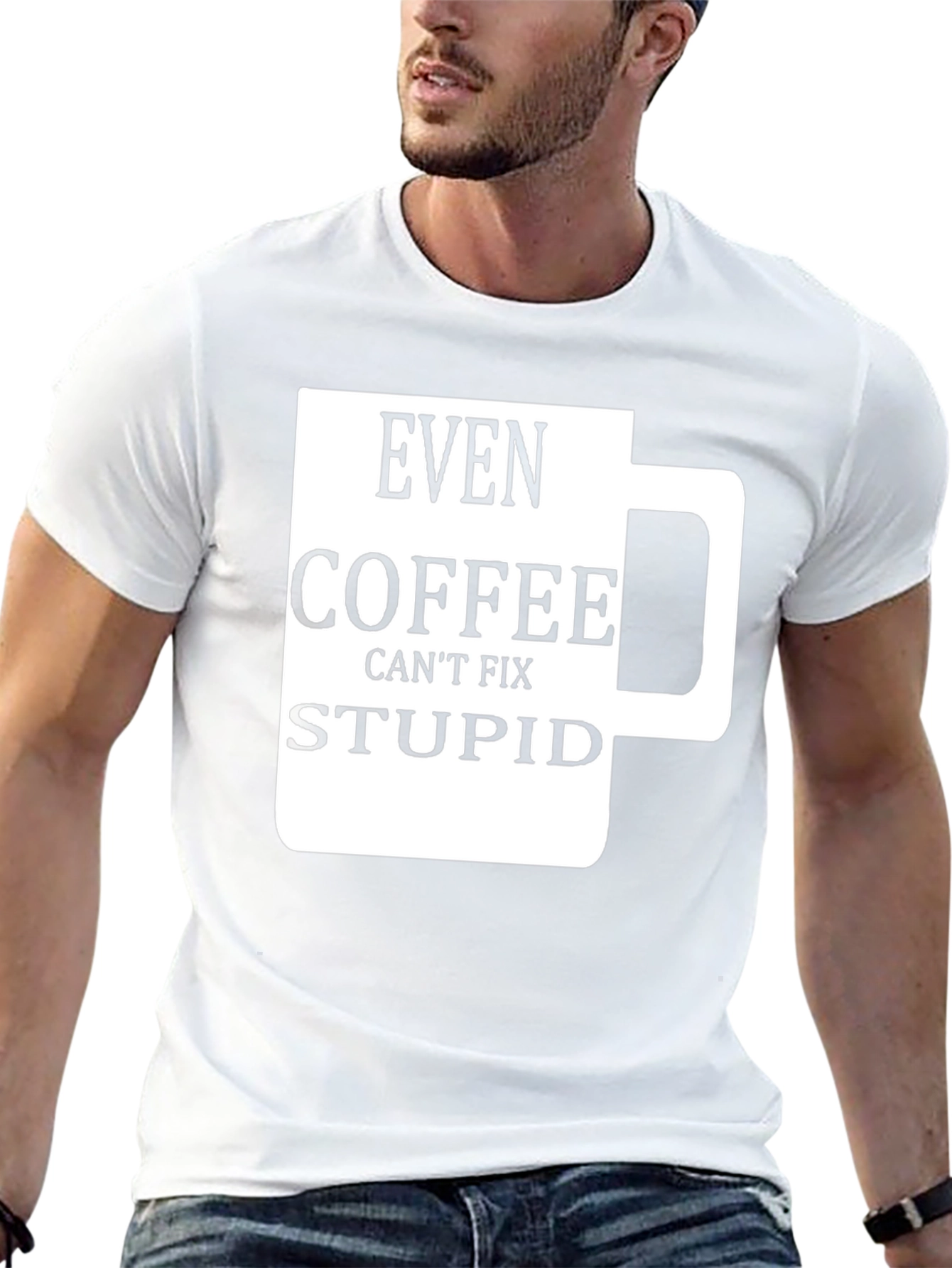 Camiseta Negra con Diseño de Taza de Café Graciosa