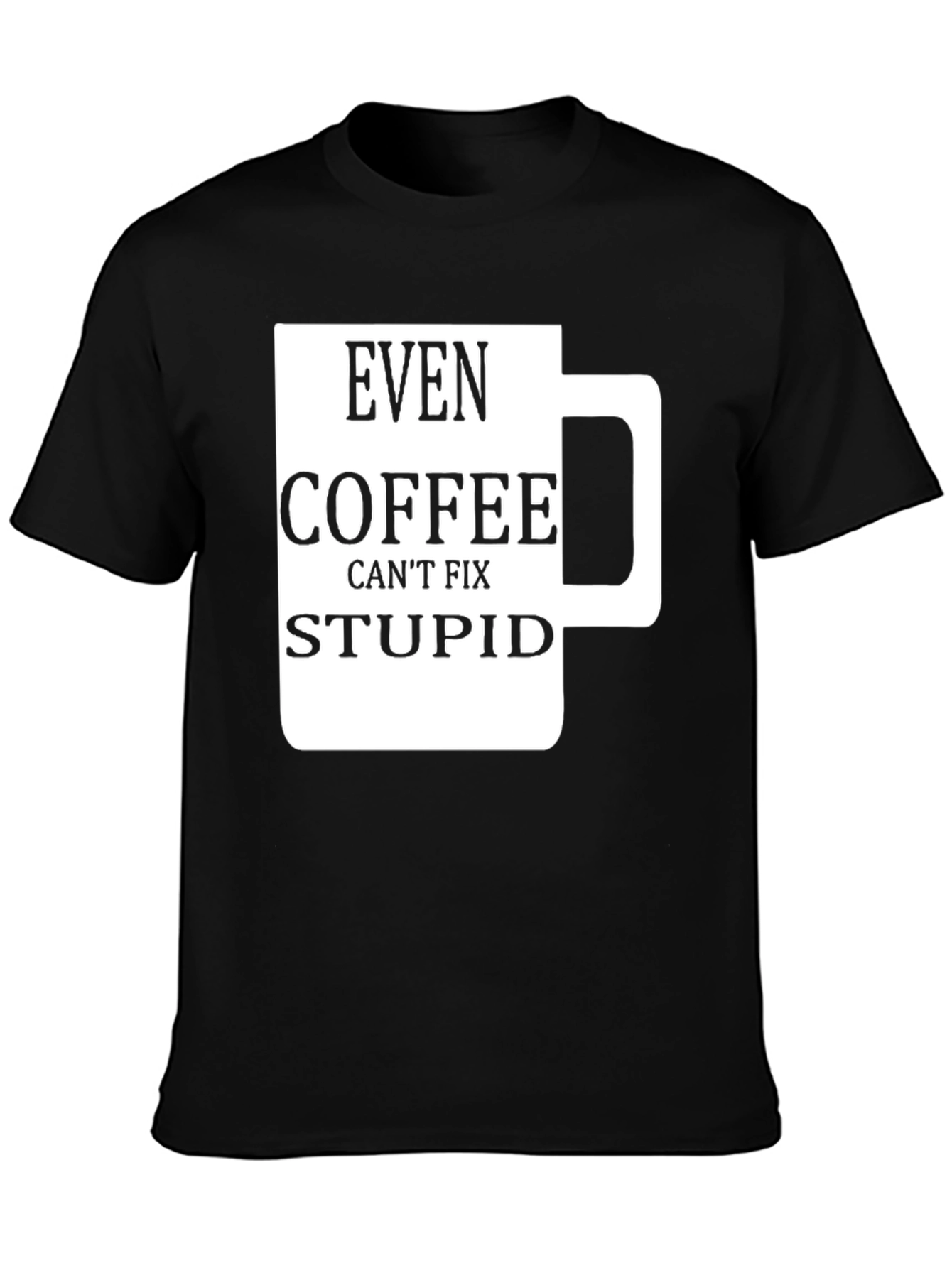 Camiseta Negra con Diseño de Taza de Café Graciosa