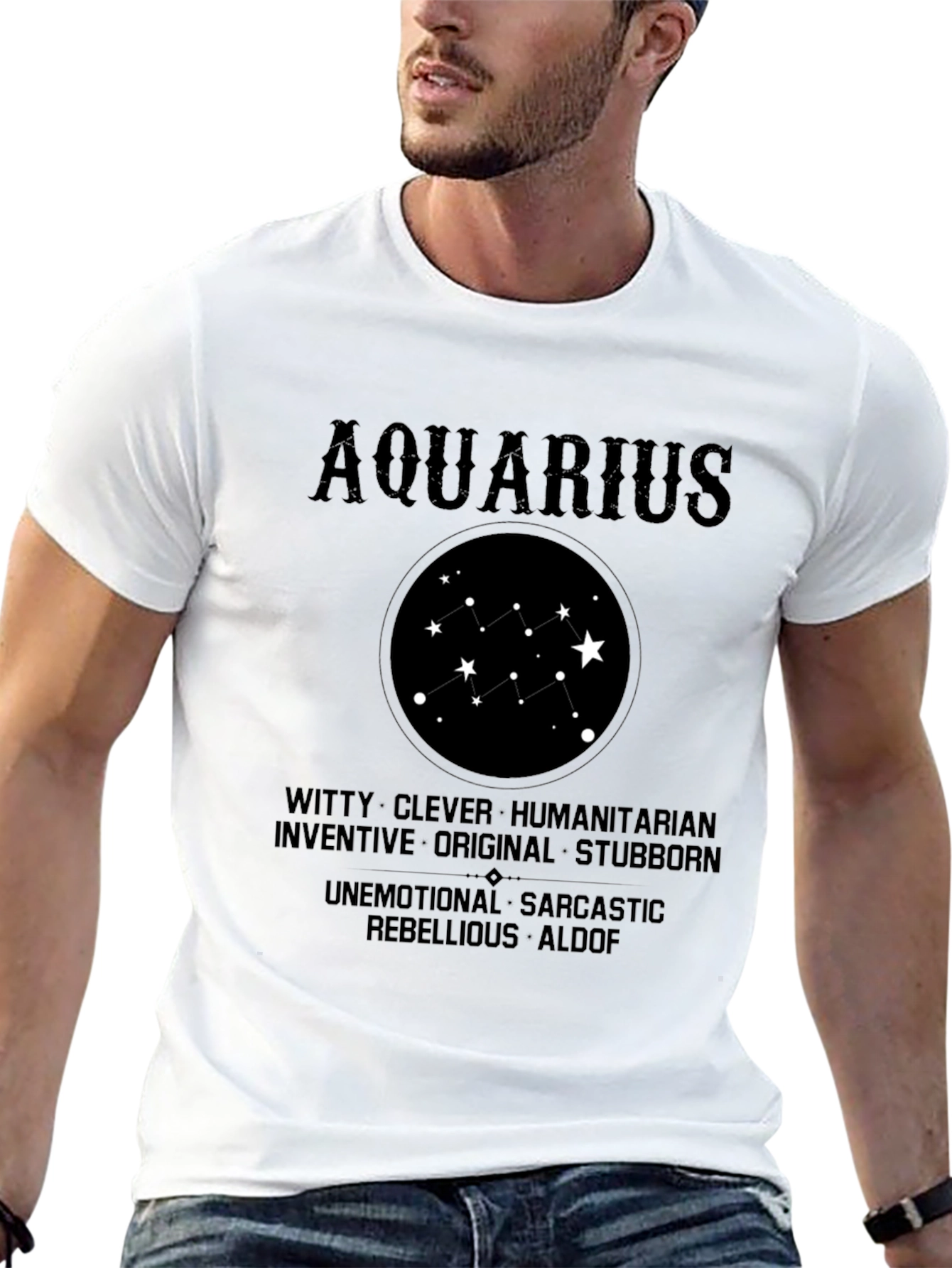 Camiseta Negra Aquarius Signo Zodiacal Astrología