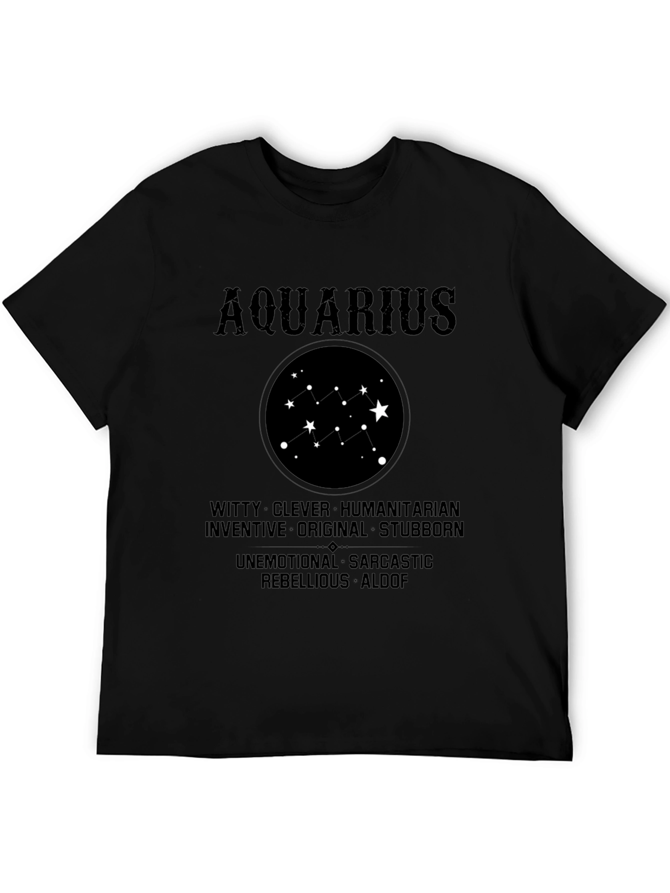 Camiseta Negra Aquarius Signo Zodiacal Astrología