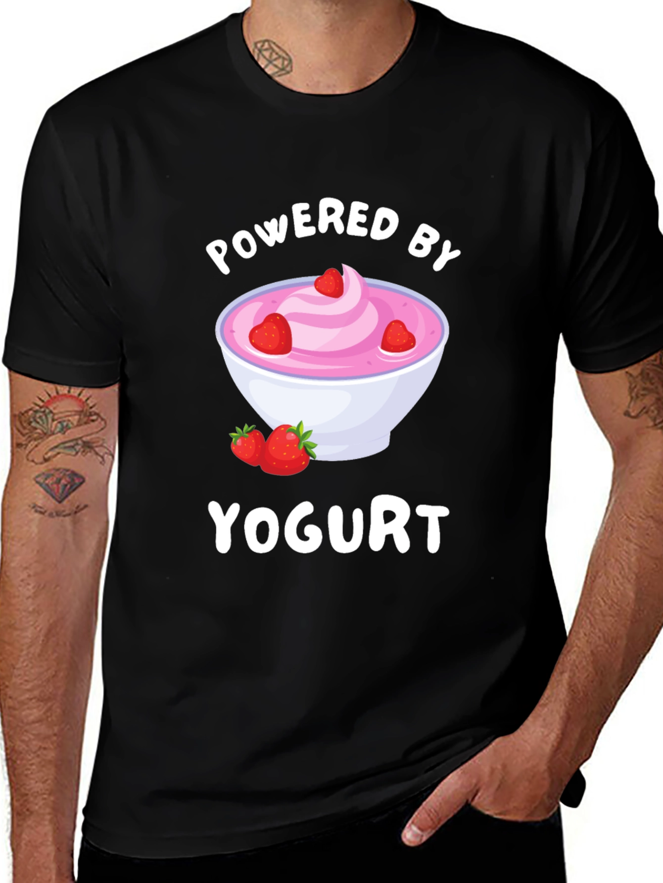 Camiseta Negra Powered by Yogurt