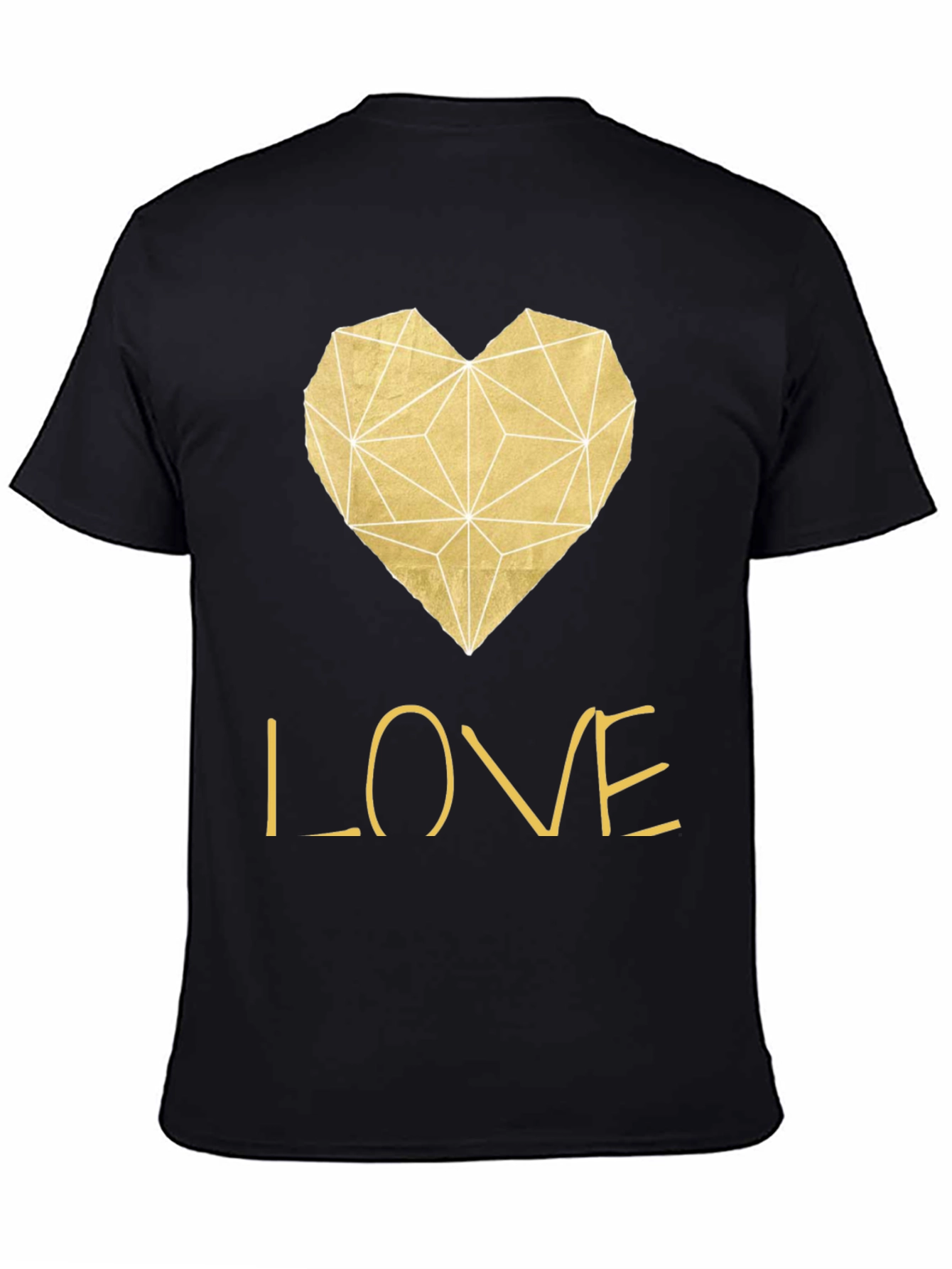 Camiseta Negra Corazón Love Dorado
