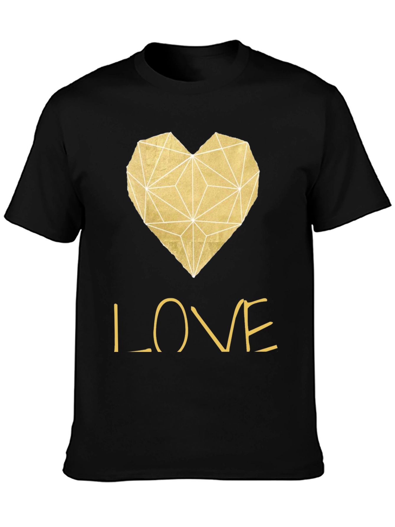 Camiseta Negra Corazón Love Dorado