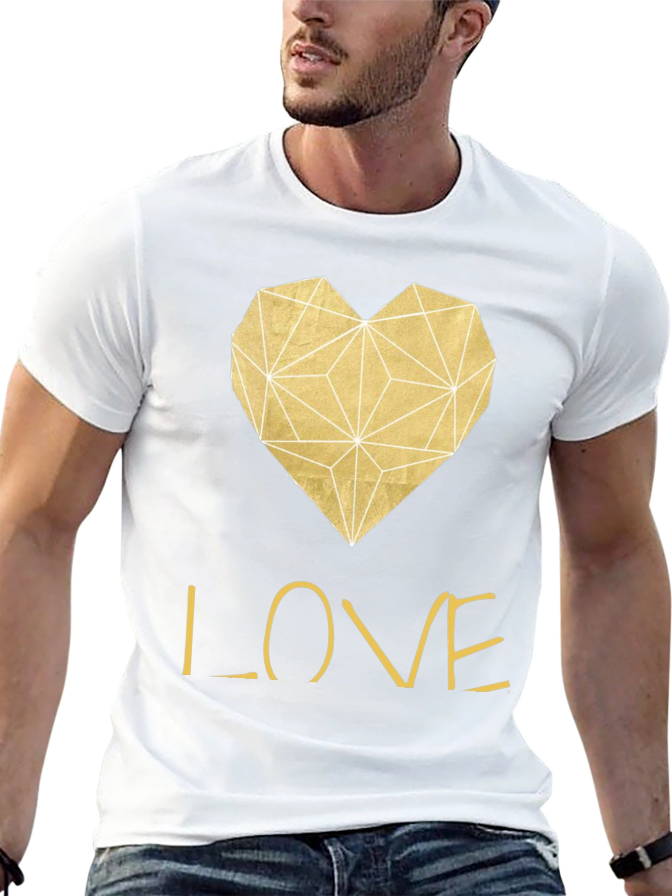 Camiseta Negra Corazón Love Dorado