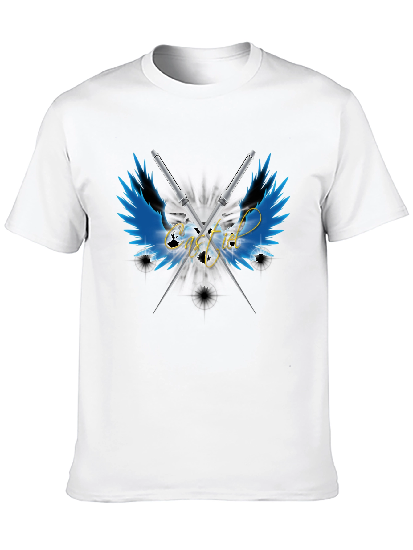Camiseta Negra Alas y Espadas Cruzadas - Estilo Único