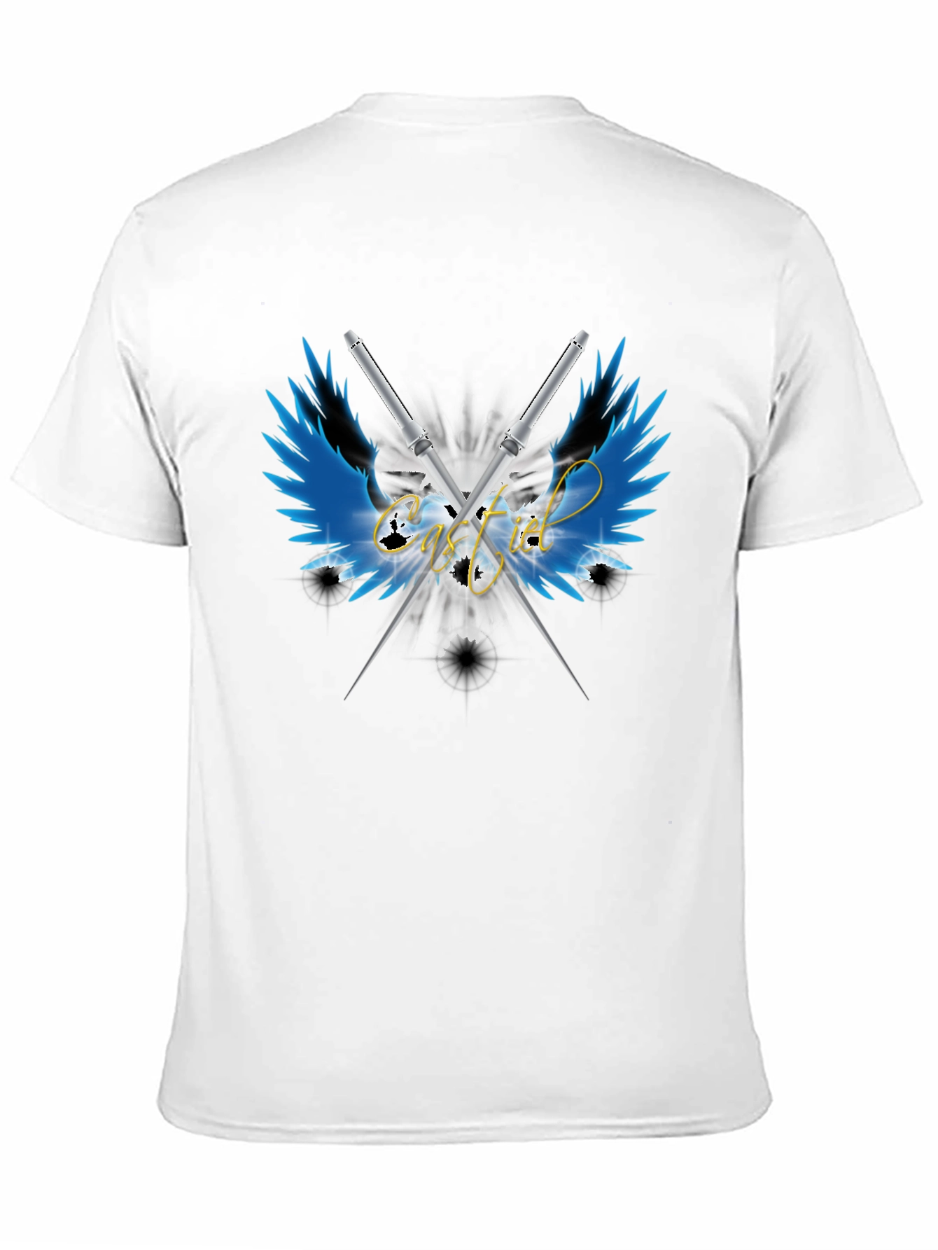 Camiseta Negra Alas y Espadas Cruzadas - Estilo Único