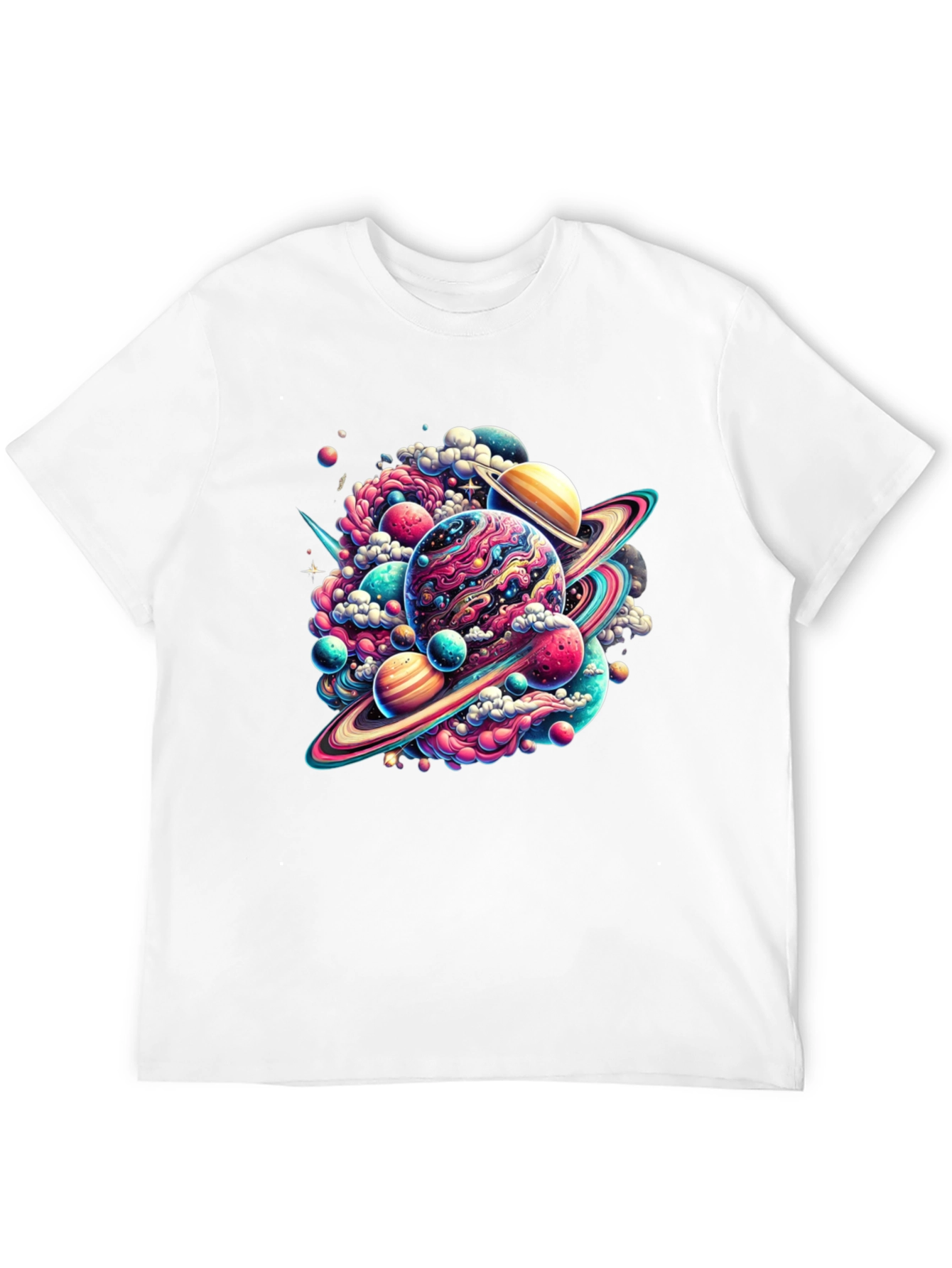 Camiseta Negra con Diseño Espacial Abstracto