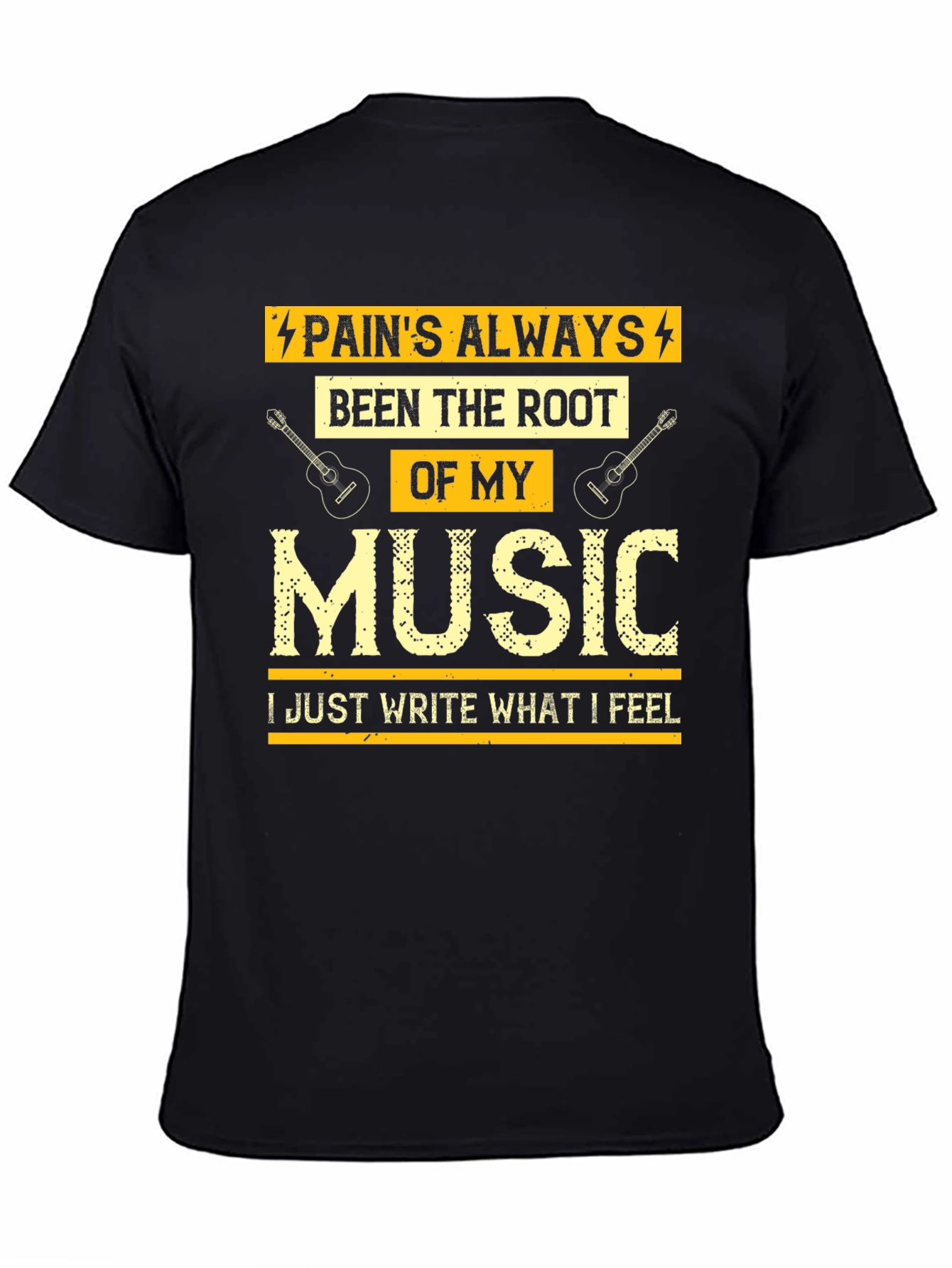 Camiseta Negra con Diseño Musical para Hombre