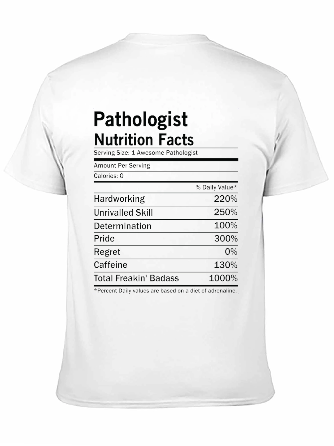 Camiseta Patólogo: Datos Nutricionales Divertidos