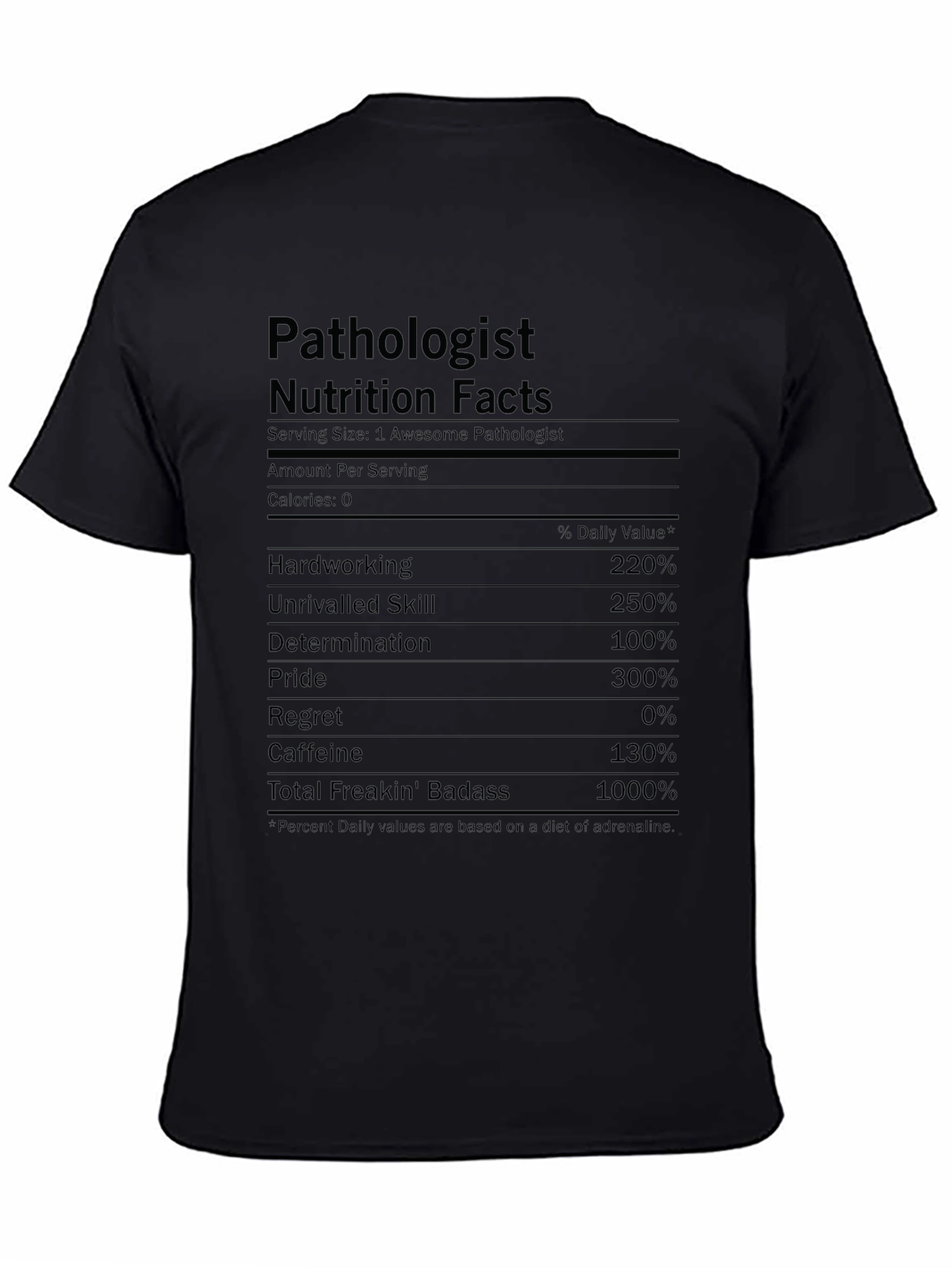 Camiseta Patólogo: Datos Nutricionales Divertidos