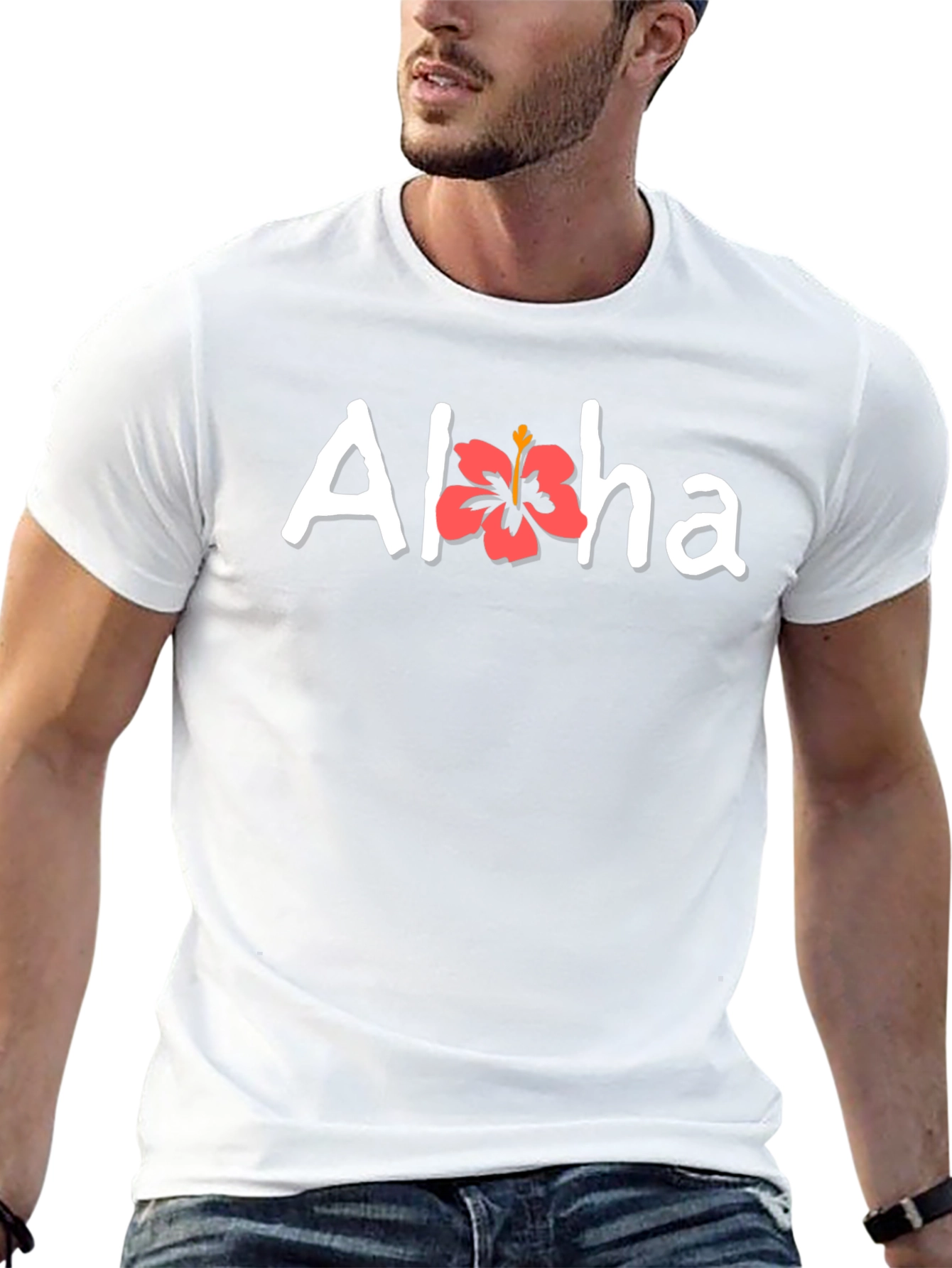 Camiseta Negra Aloha Floral Hombre Casual