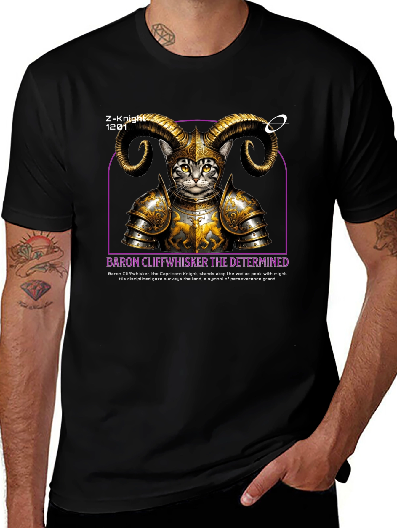 Camiseta Negra Baron Cliffwhisker Diseño Único
