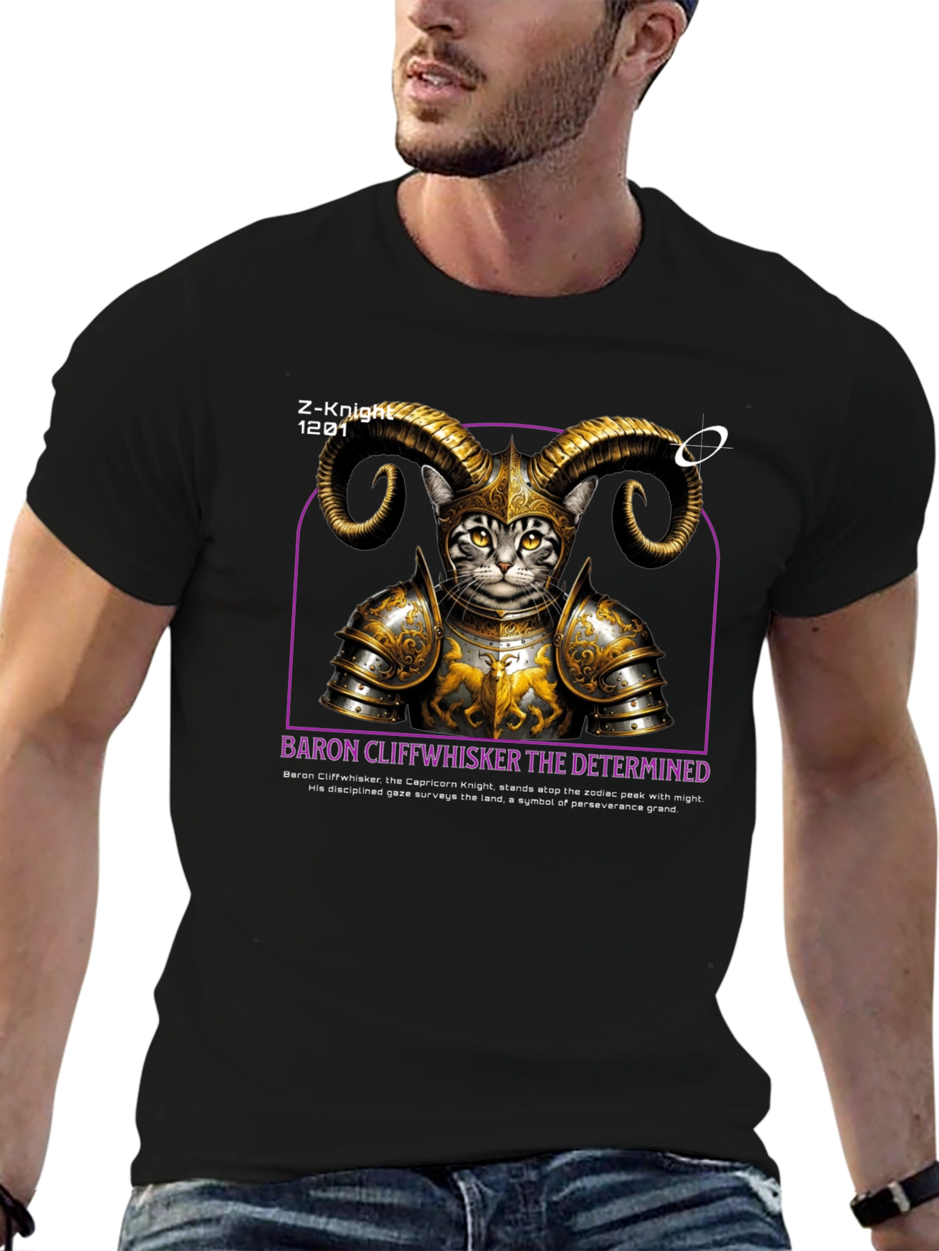 Camiseta Negra Baron Cliffwhisker Diseño Único