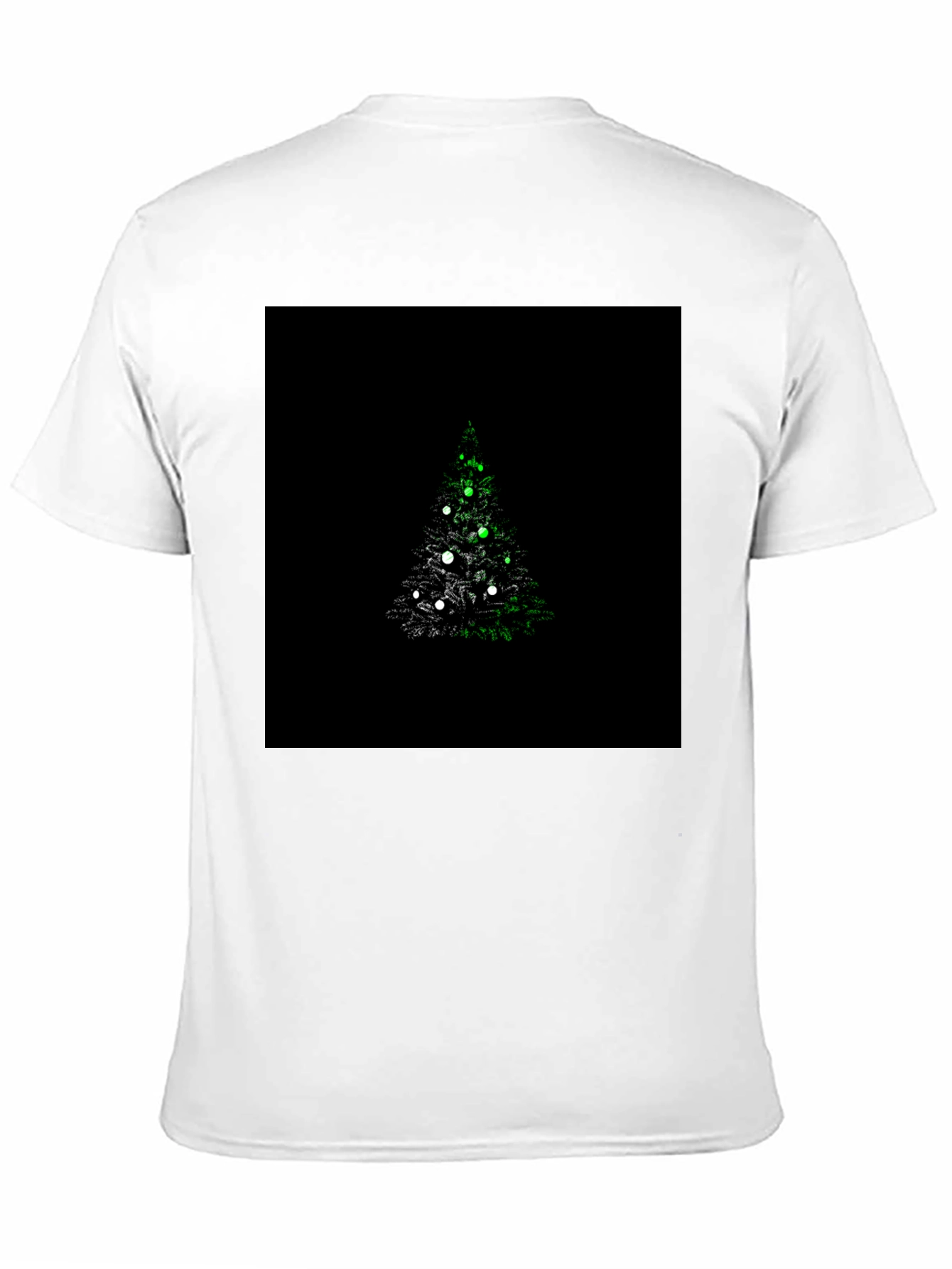 Camiseta Negra con Diseño de Árbol de Navidad Iluminado