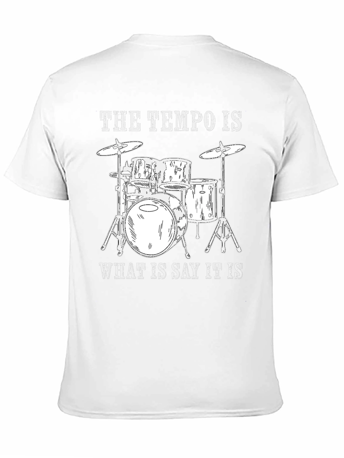 Camiseta Negra con Diseño de Batería y Frase Musical