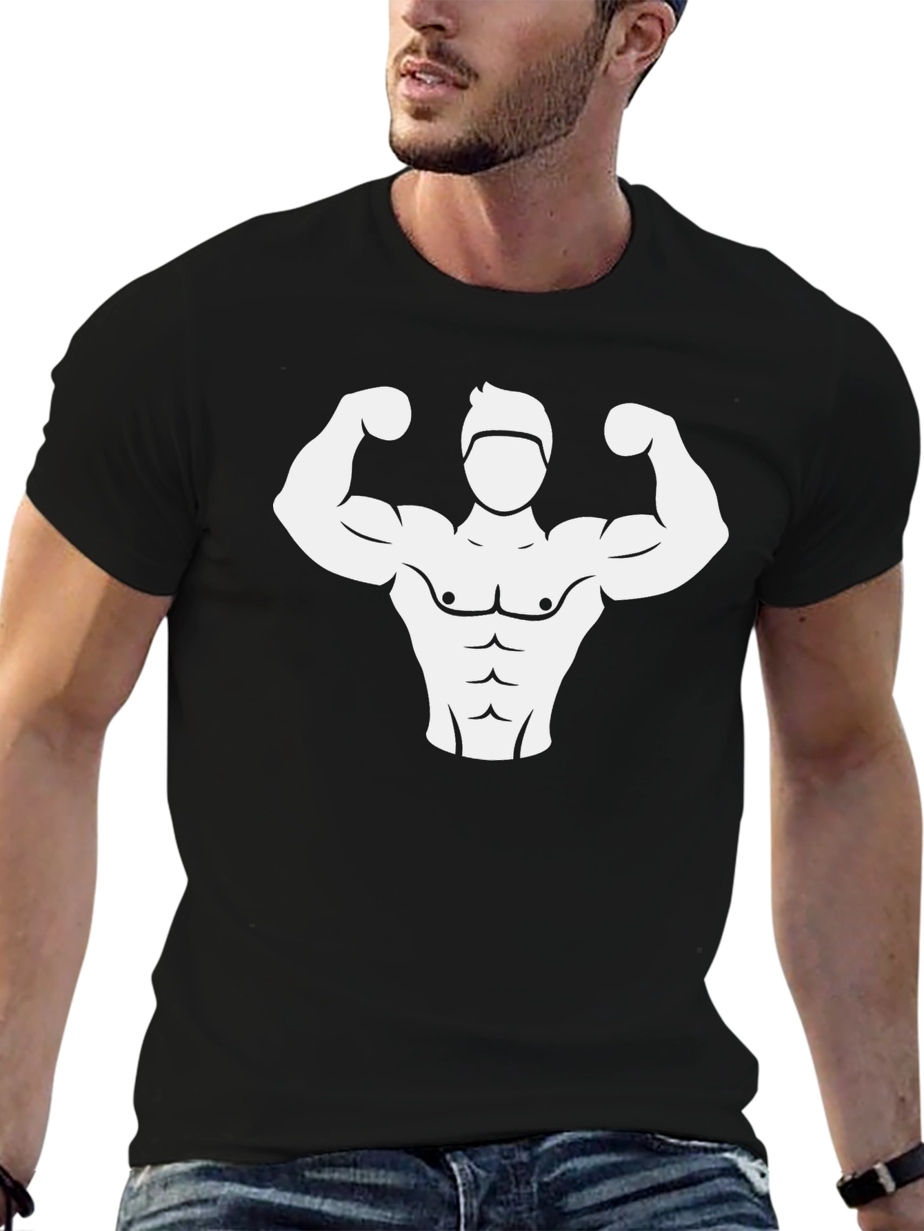 Camiseta Negra con Diseño Musculoso