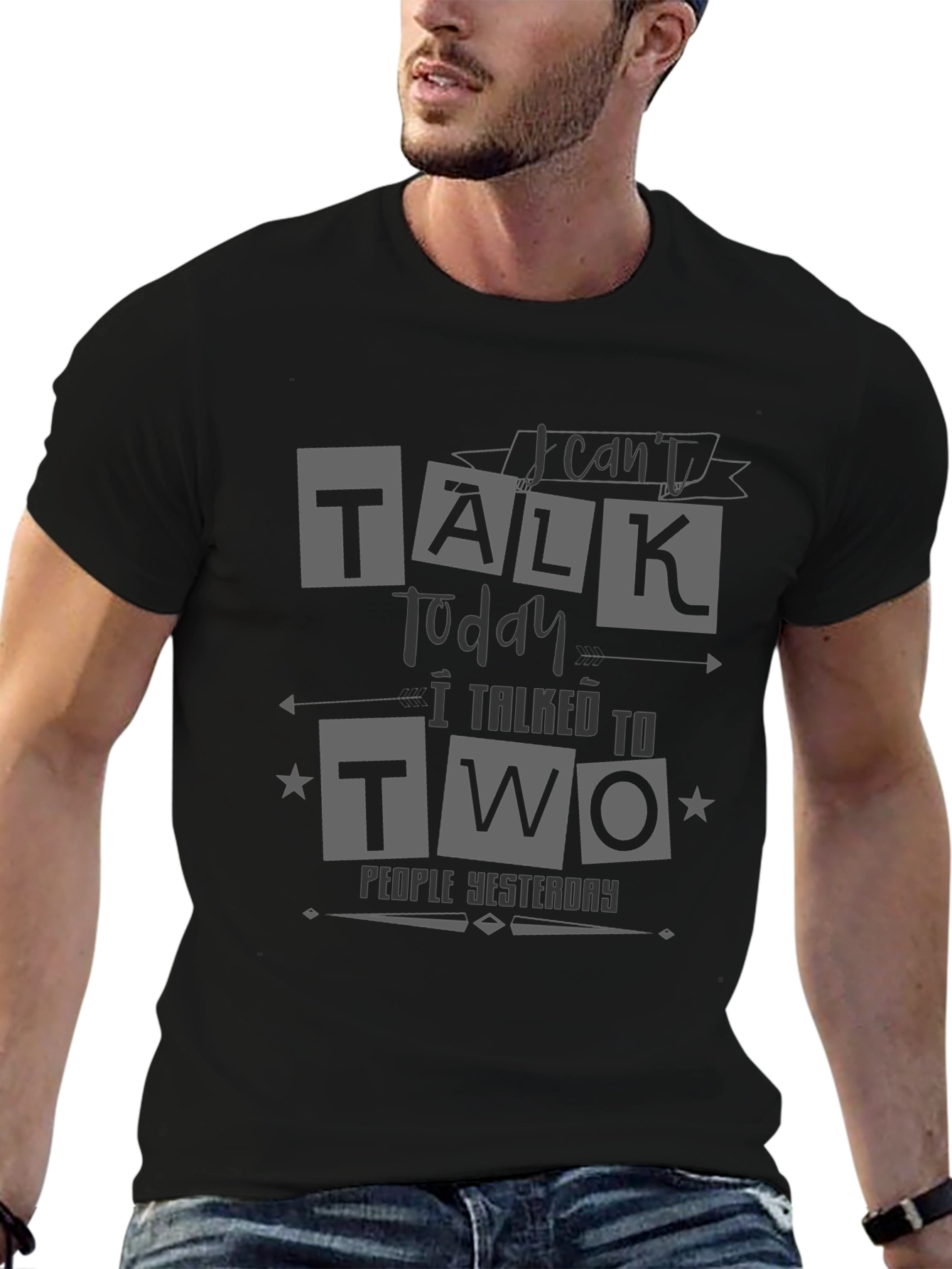 Camiseta Negra No puedo hablar hoy para Hombre