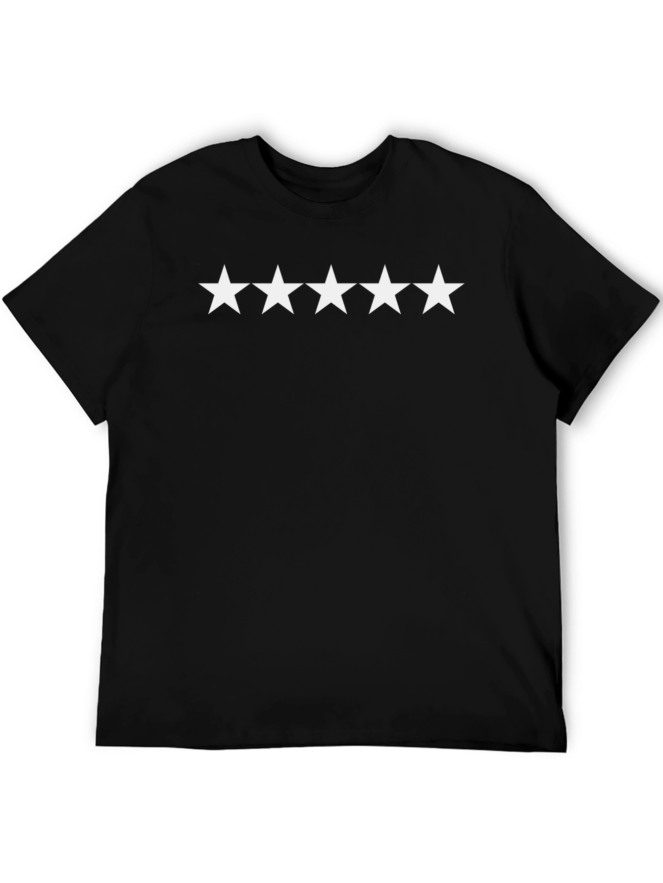 Camiseta Negra 5 Estrellas Algodón Casual Hombre