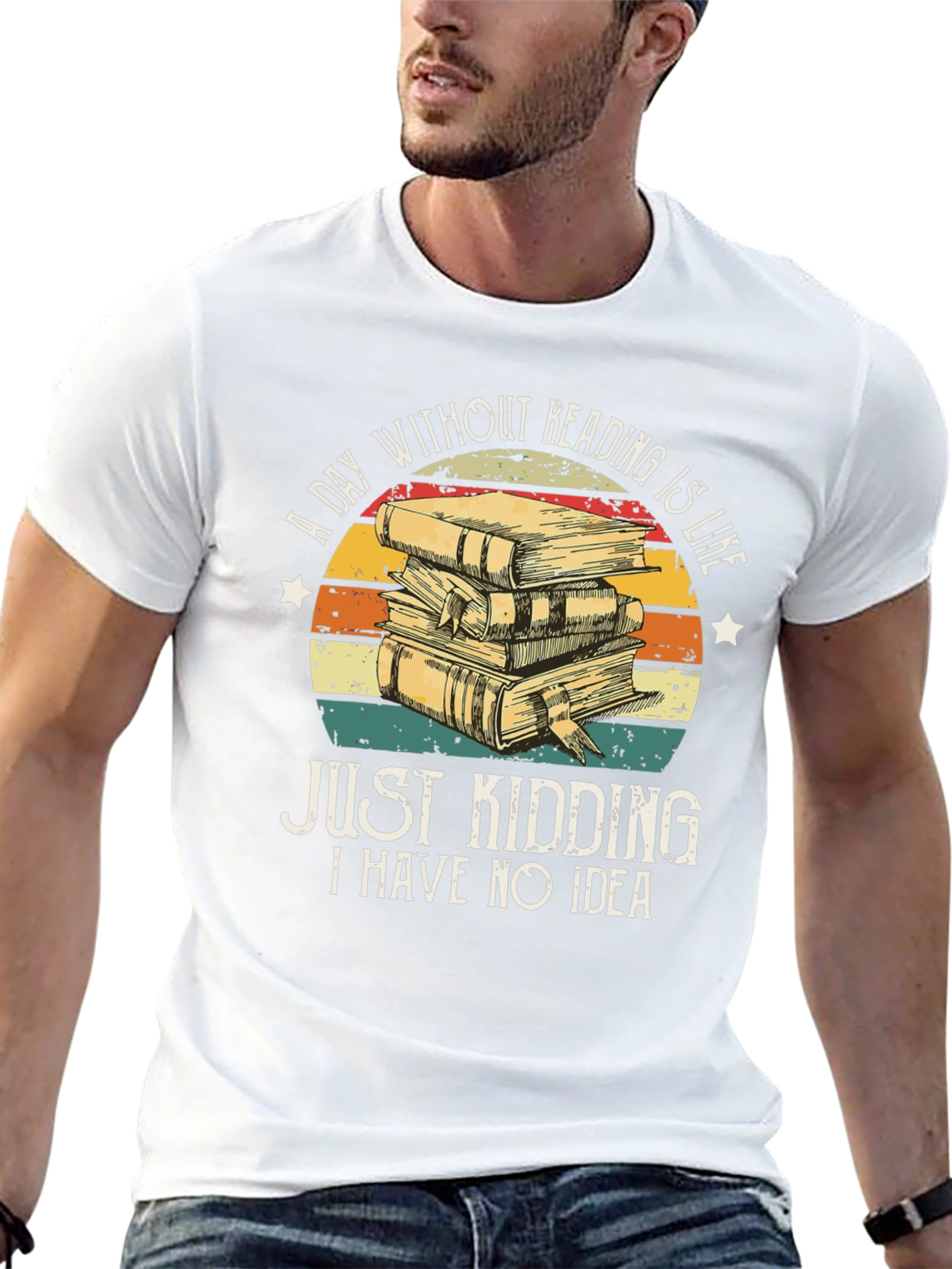 Camiseta Negra con Diseño de Libros y Frase Divertida