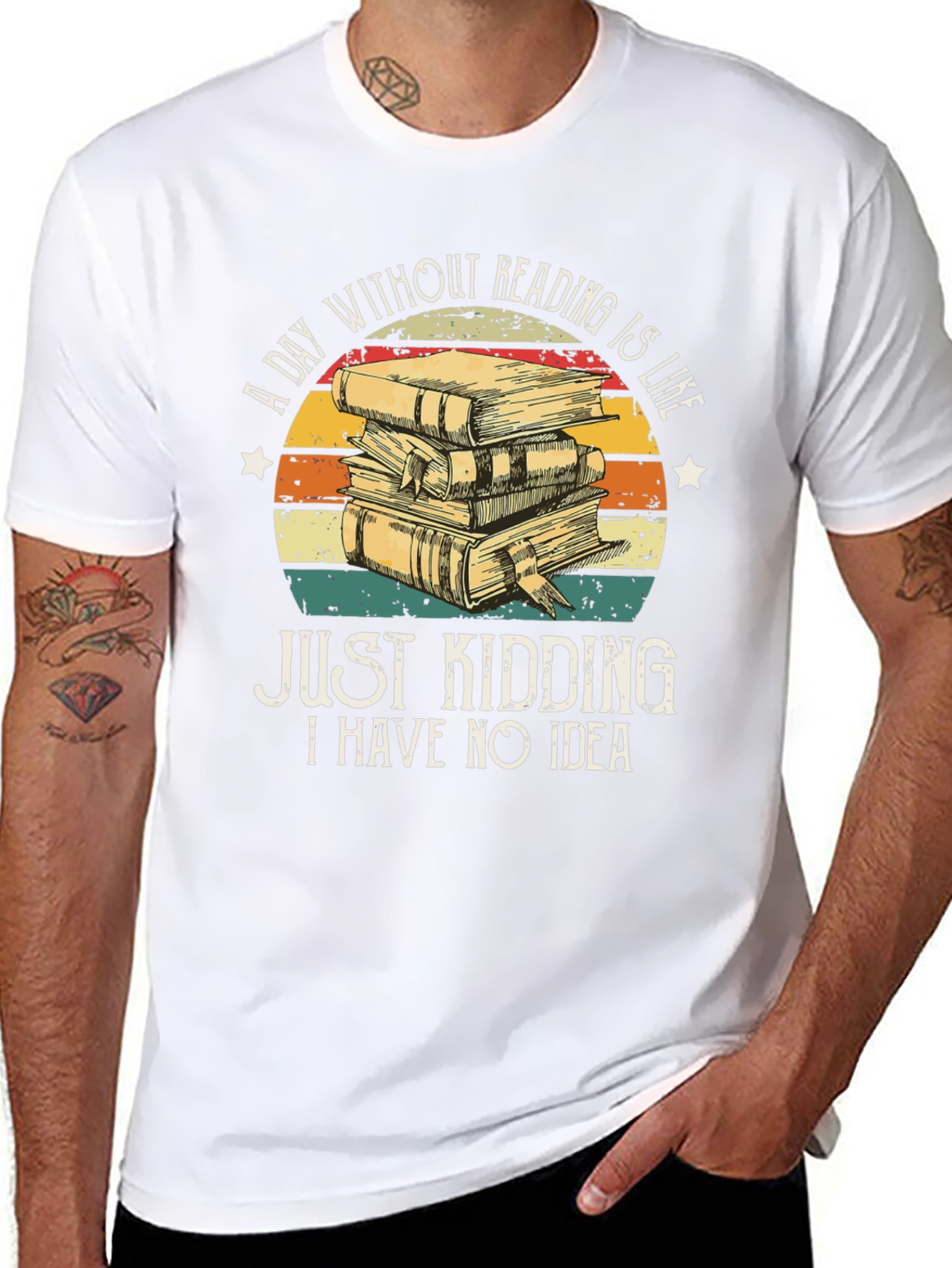 Camiseta Negra con Diseño de Libros y Frase Divertida