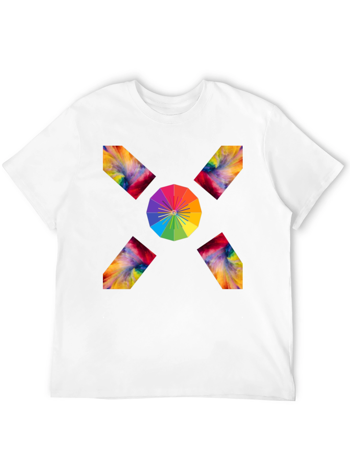 Camiseta Negra con Diseño Abstracto de Arcoíris