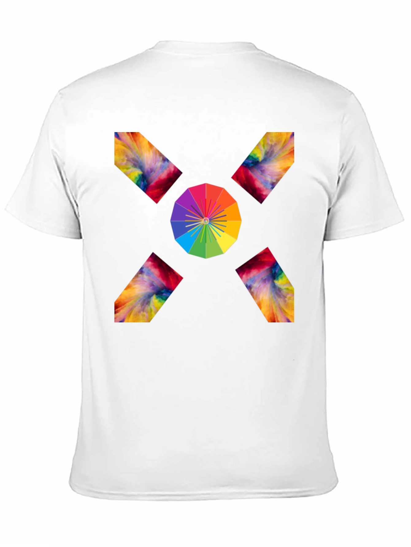 Camiseta Negra con Diseño Abstracto de Arcoíris