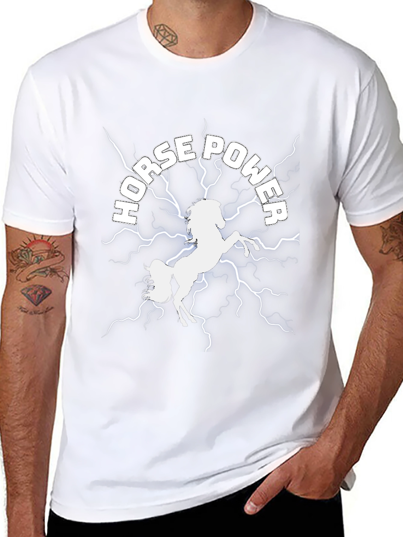 Camiseta Negra: Potencia de Caballo Eléctrico