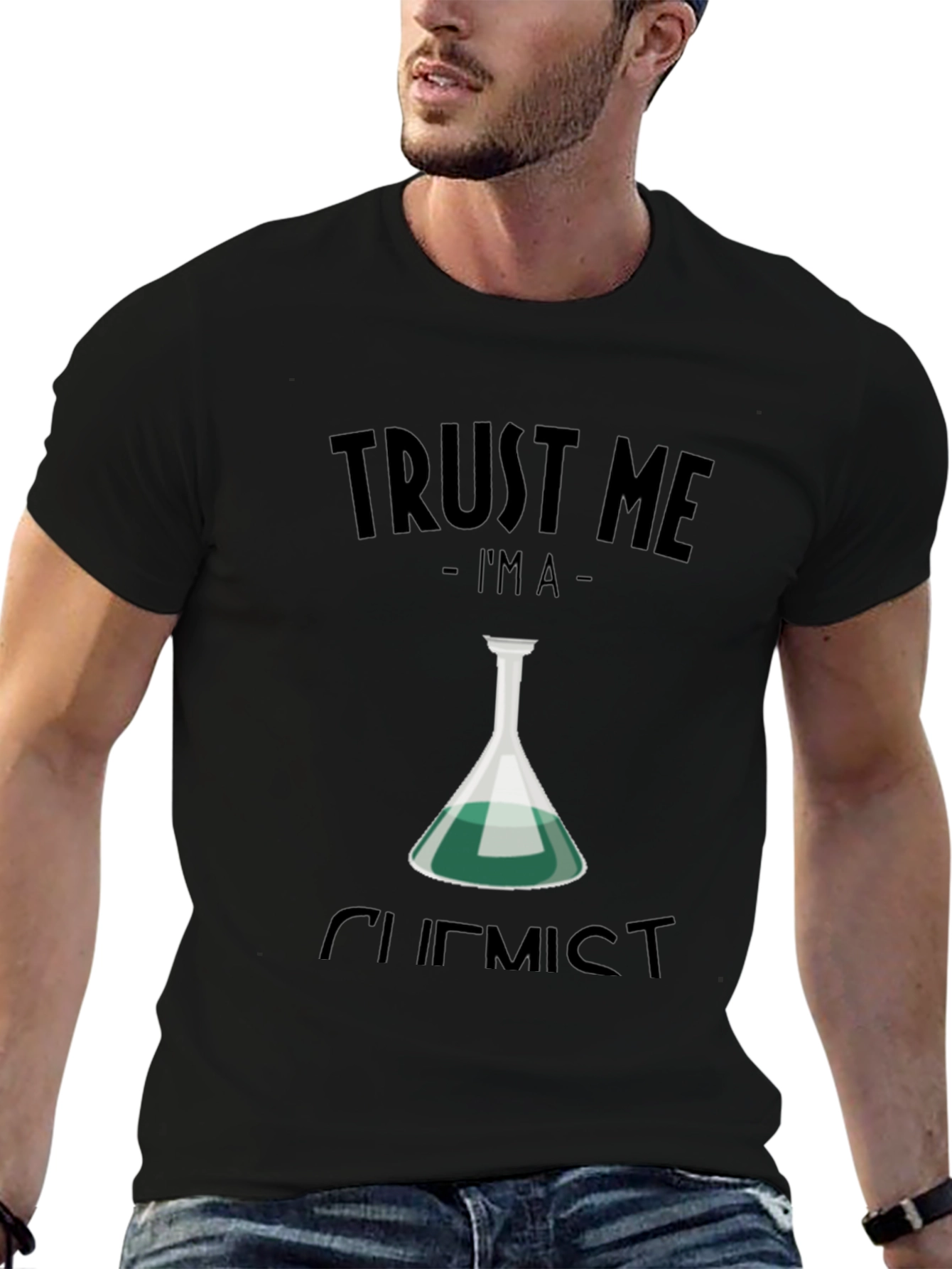 Camiseta Negra Confía en mí soy químico
