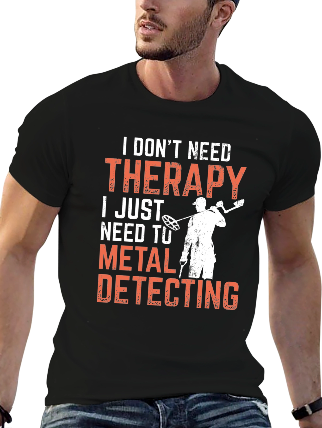 Camiseta Negra: Terapia de Detector de Metales