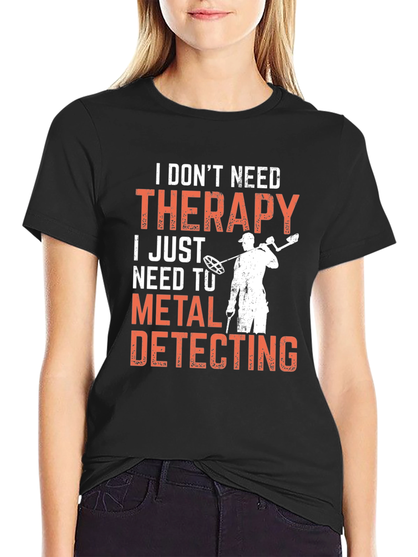 Camiseta Negra: Terapia de Detector de Metales