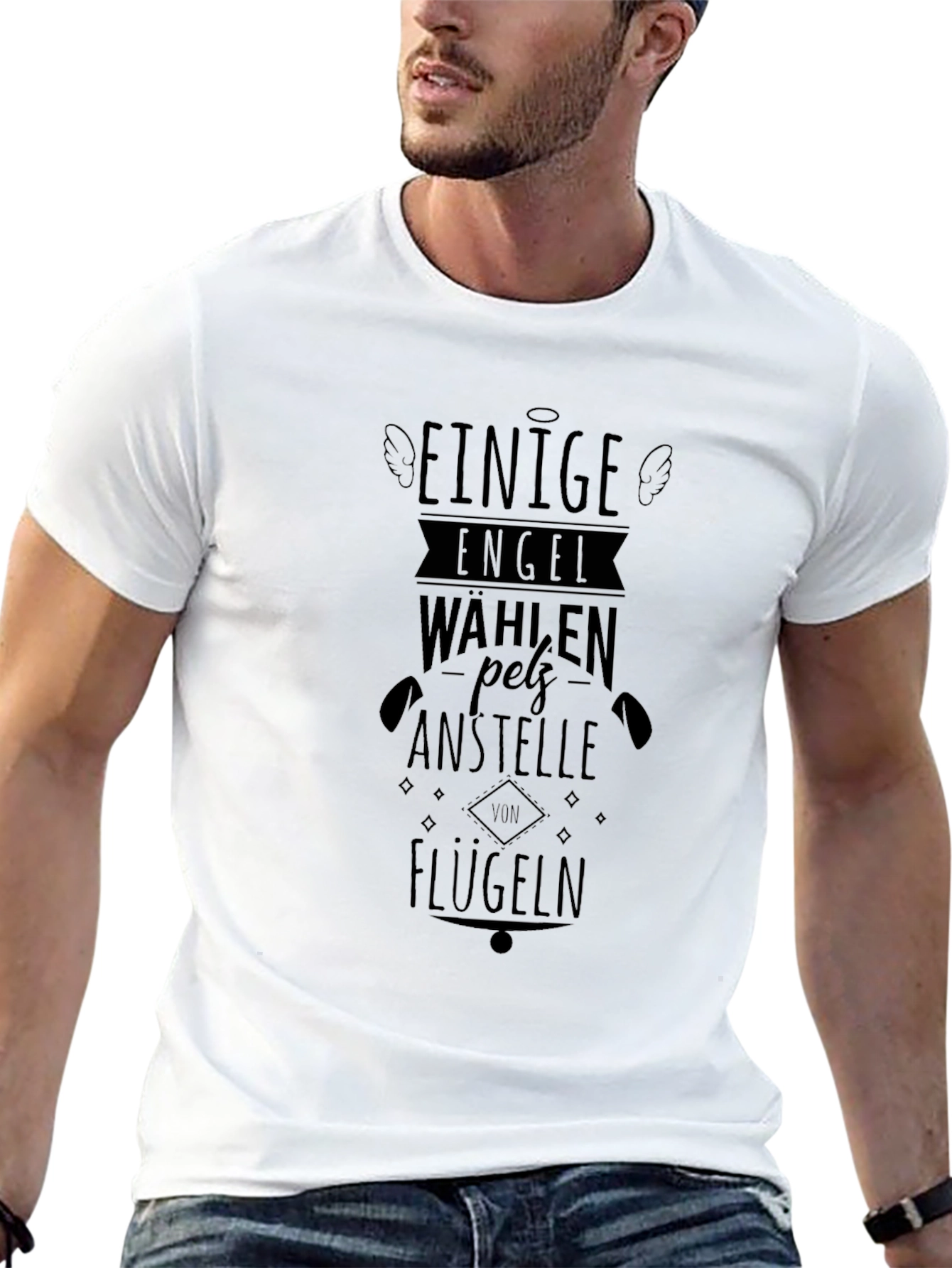 Camiseta Negra Algunos Ángeles Eligen Pelz Anstelle