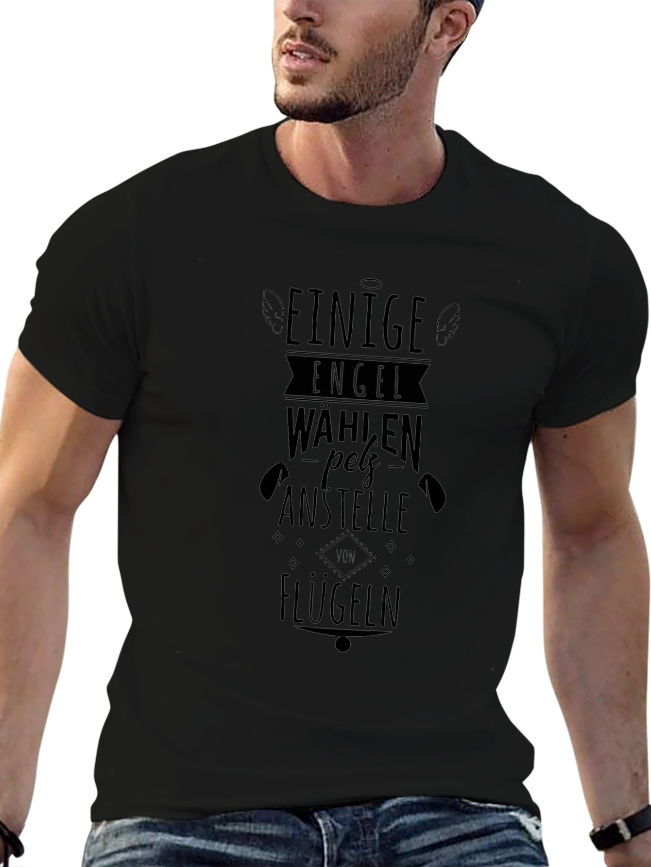 Camiseta Negra Algunos Ángeles Eligen Pelz Anstelle