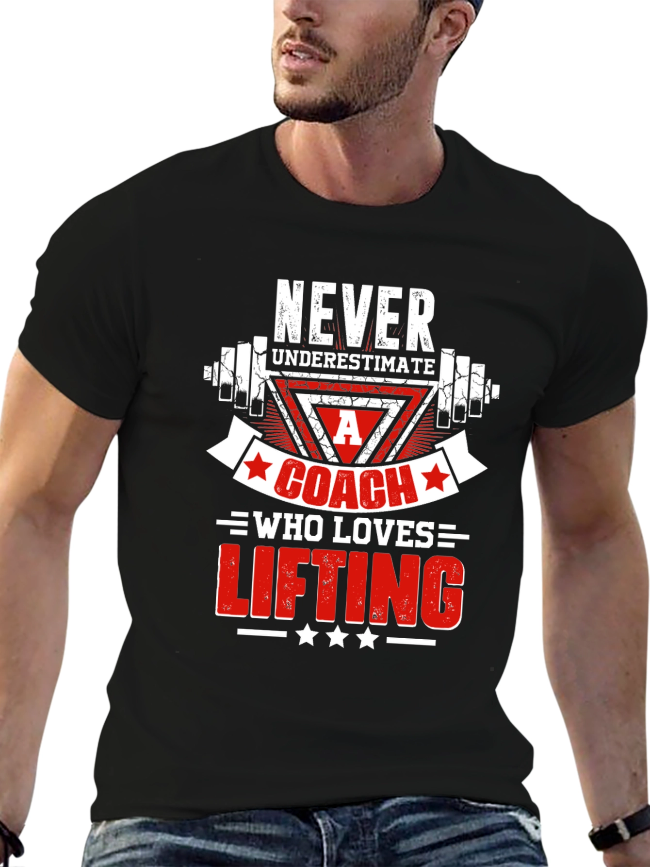Camiseta Negra para Entrenador de Levantamiento de Pesas