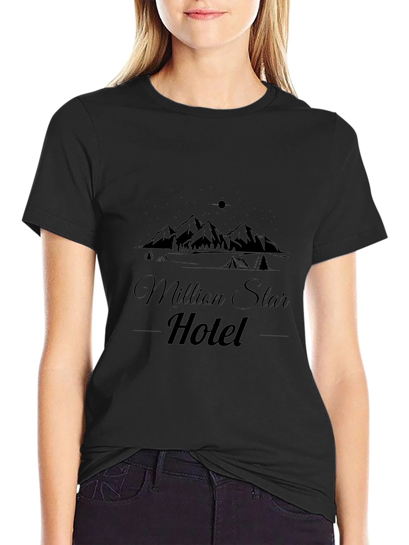 Camiseta Negra Million Star Hotel Casual para Hombre
