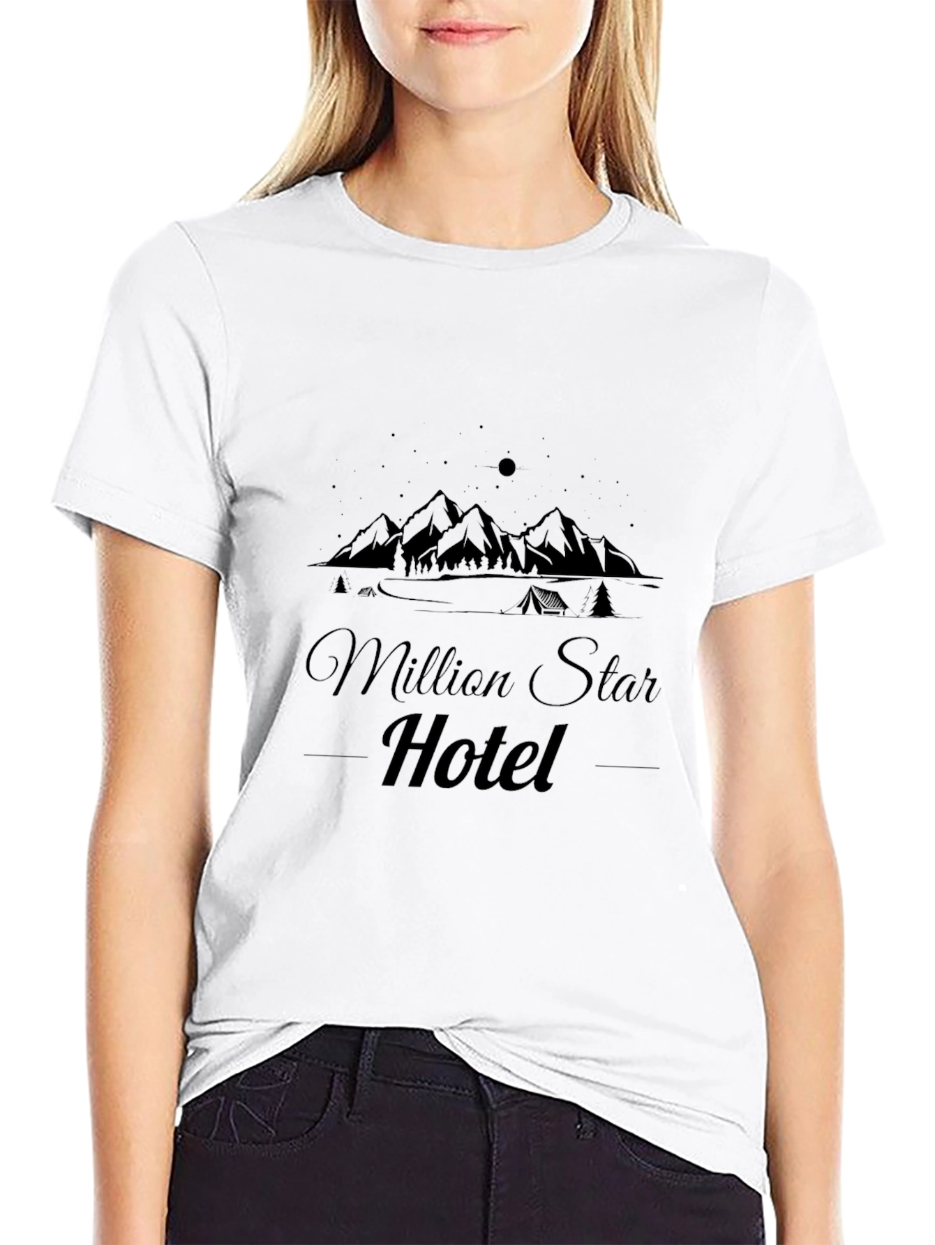Camiseta Negra Million Star Hotel Casual para Hombre