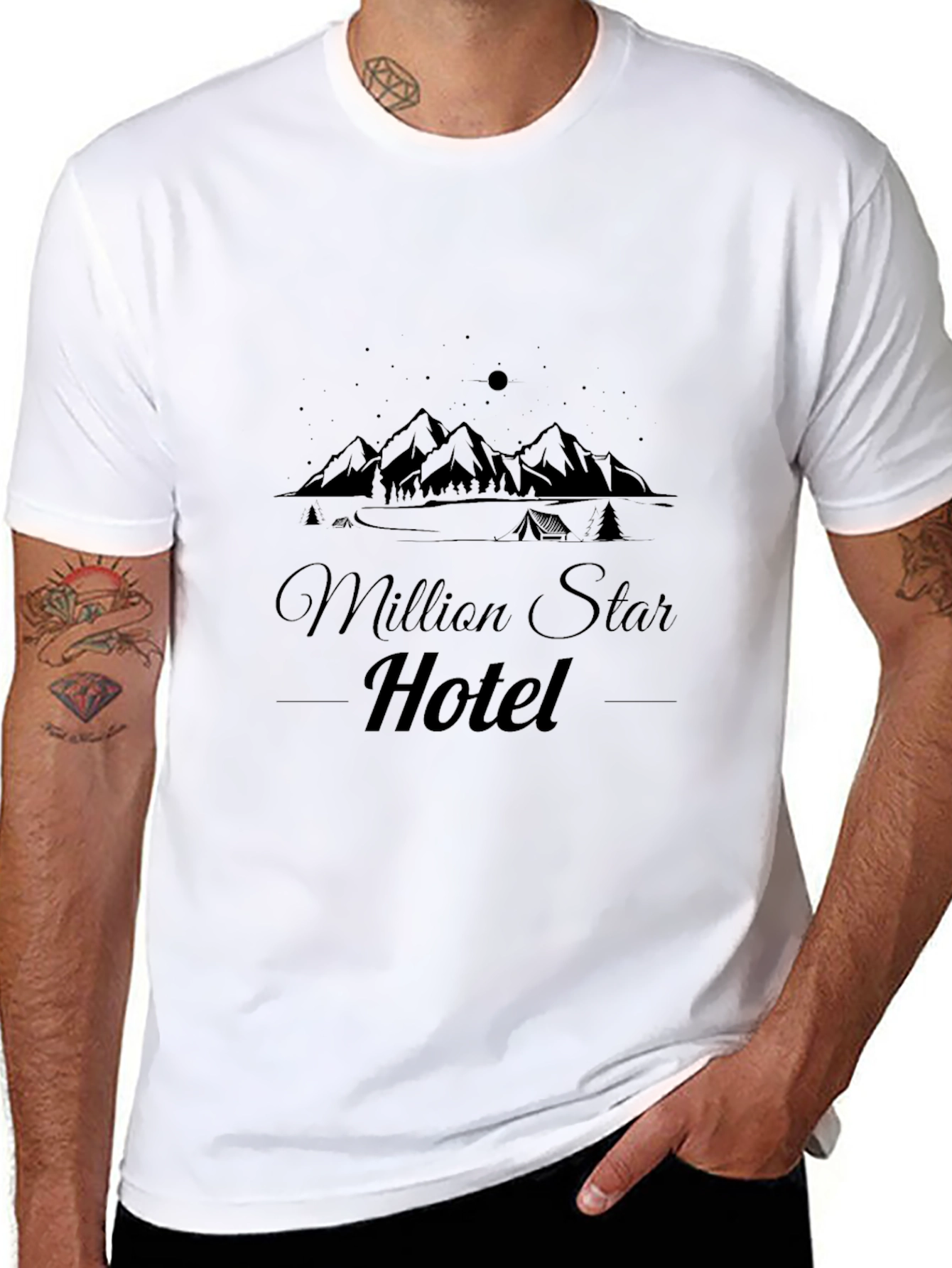 Camiseta Negra Million Star Hotel Casual para Hombre