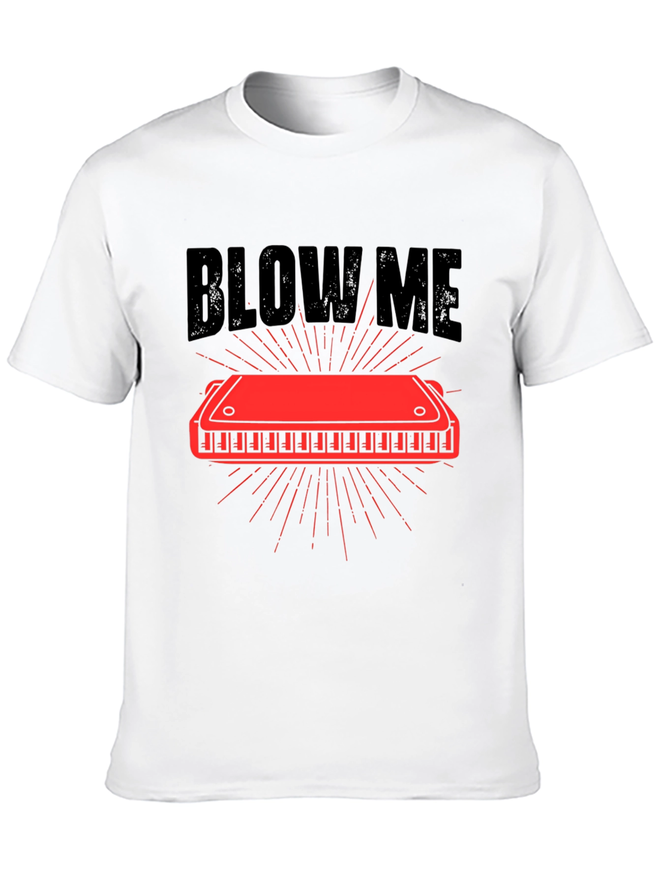 Camiseta Negra con Diseño de Armónica Blow Me