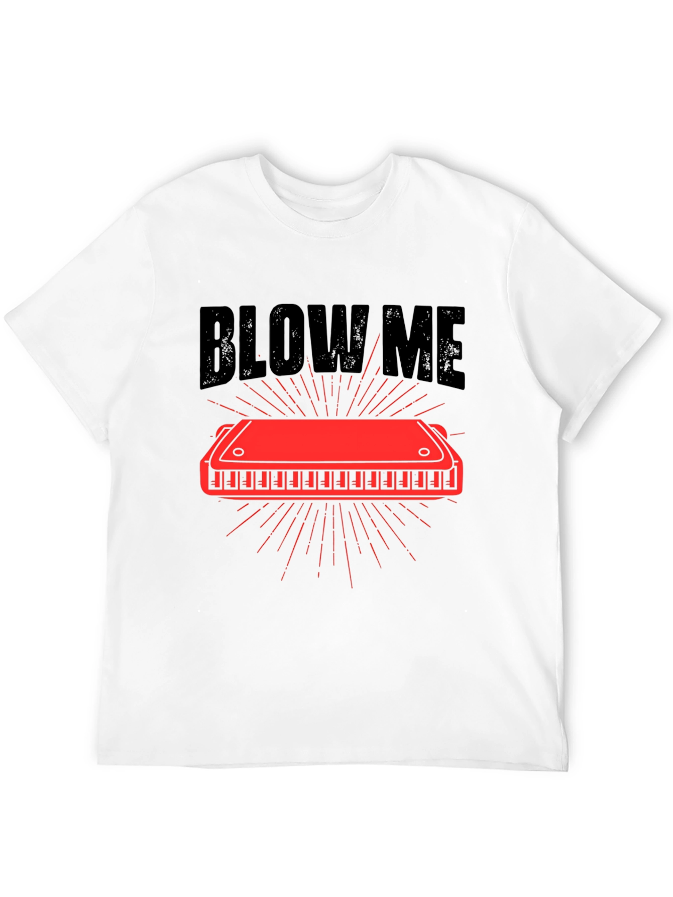 Camiseta Negra con Diseño de Armónica Blow Me