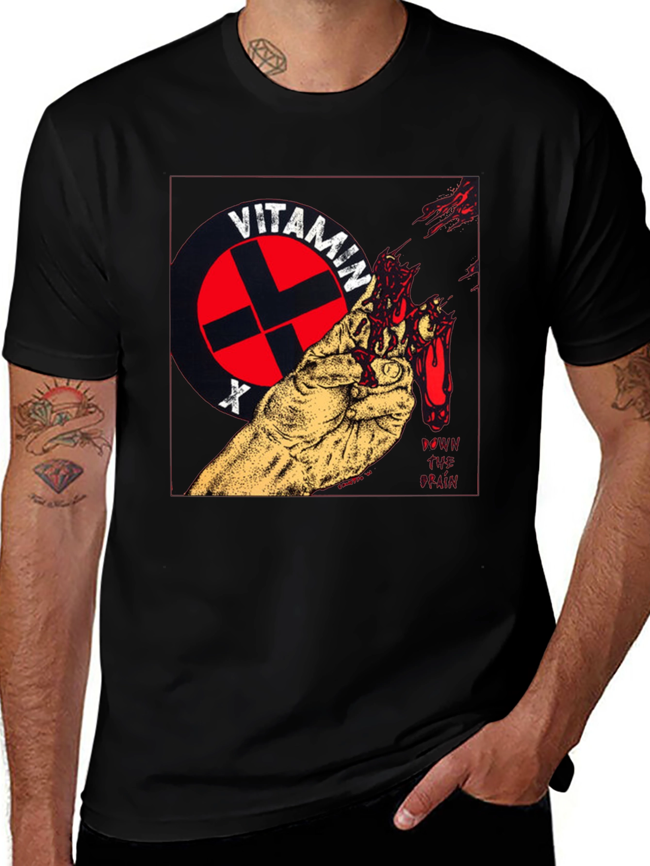 Camiseta Negra con Diseño Vitamin X