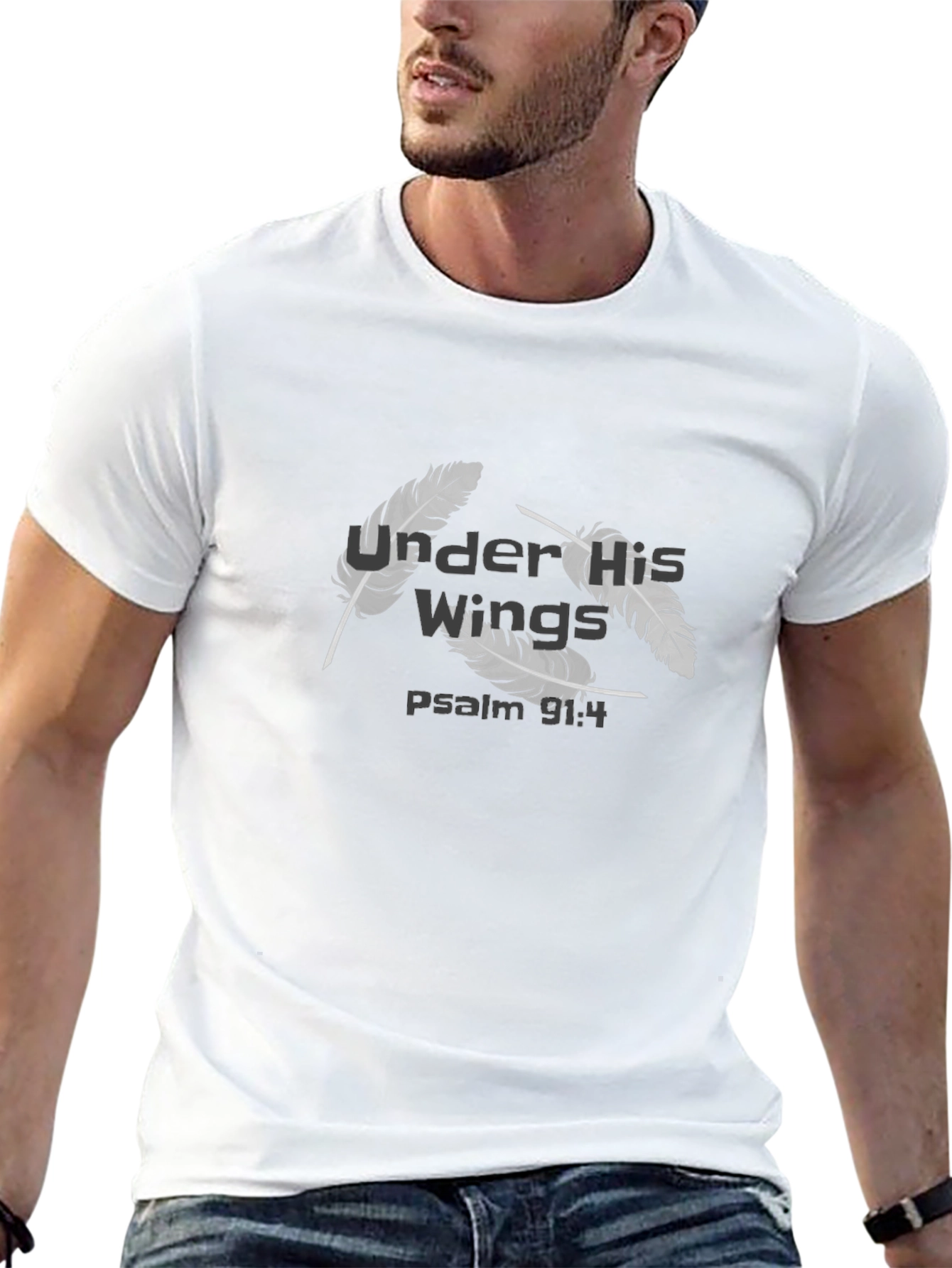 Camiseta Negra Cristiana Alas Salmo 91:4