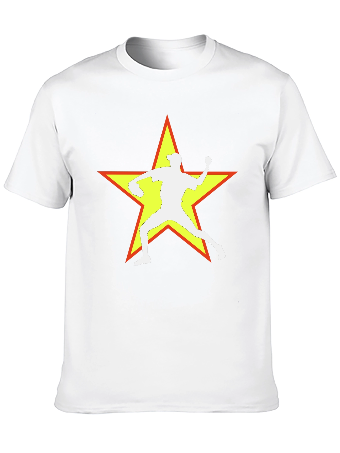 Camiseta Negra con Estrella y Lanzador de Béisbol