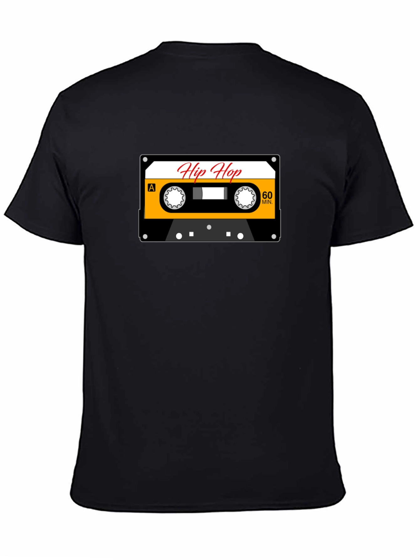 Camiseta Negra con Diseño de Cassette Hip Hop