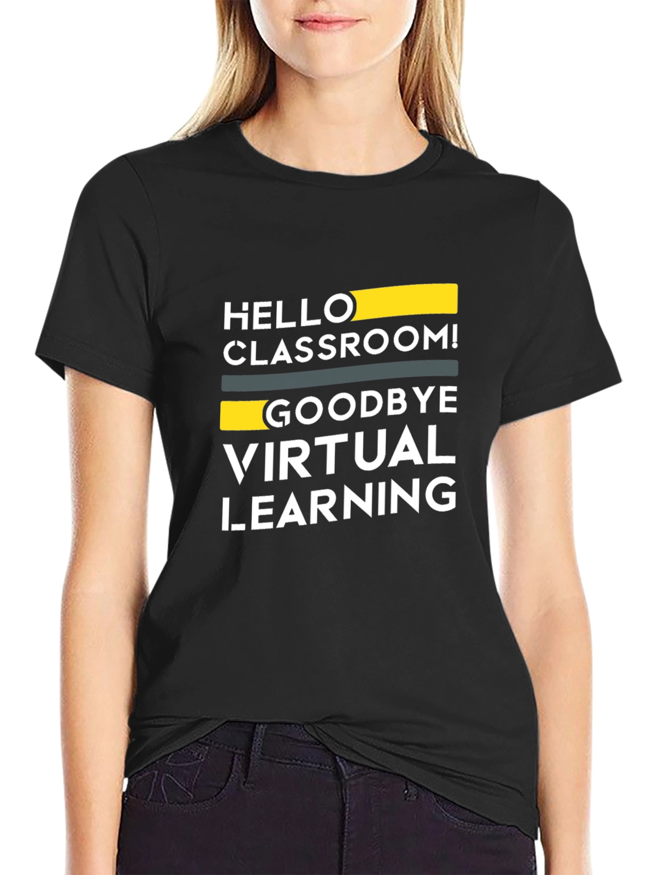 Camiseta Negra: ¡Hola Aula Adiós Aprendizaje Virtual!